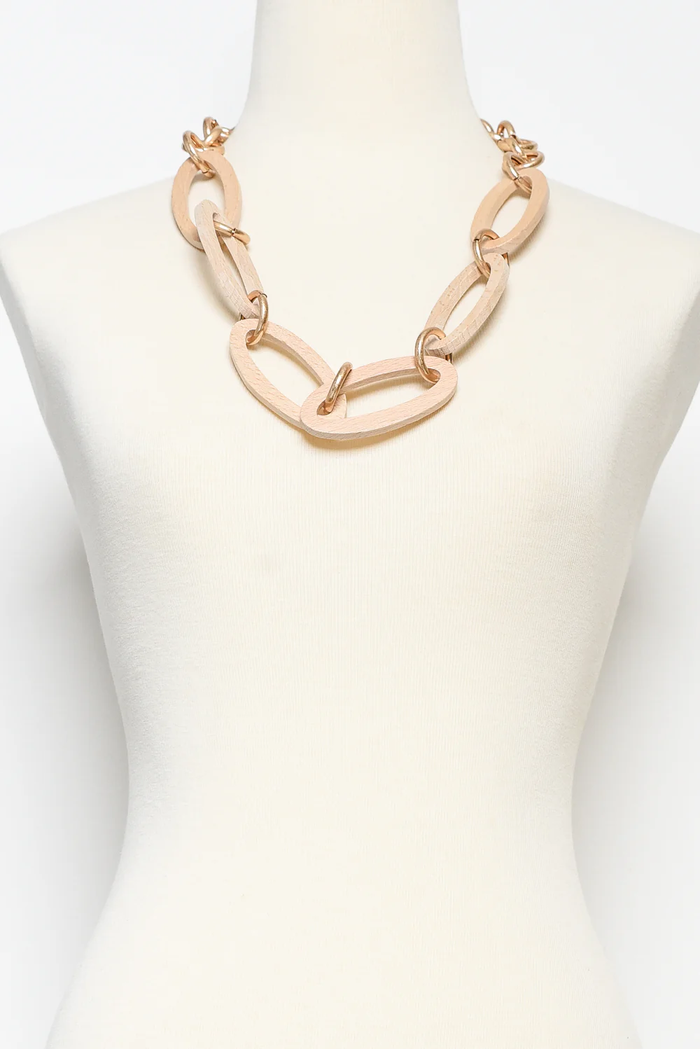 Nevaeh Beige Wooden Link Necklace