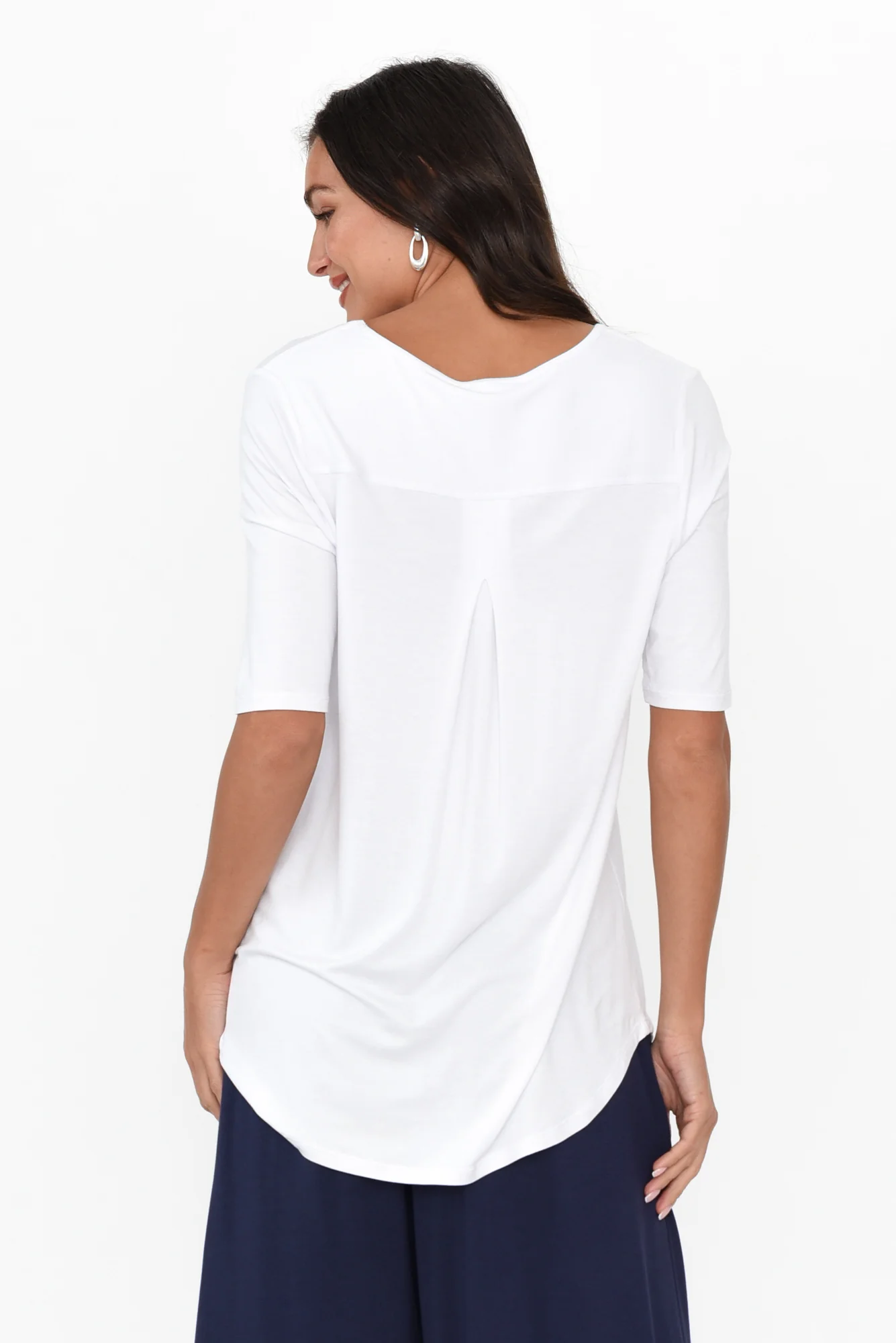 Maya White Half Sleeve Tee