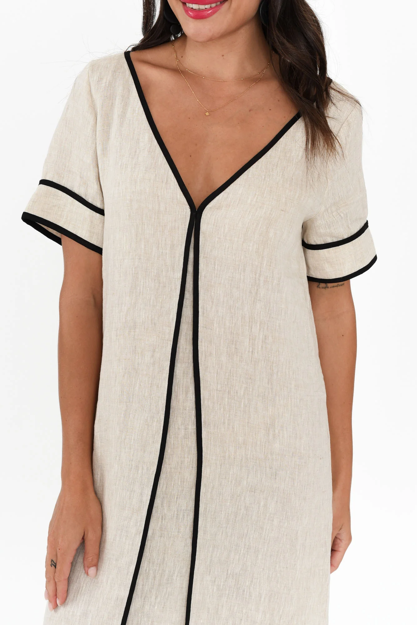 Juniper Natural Contrast Linen Dress