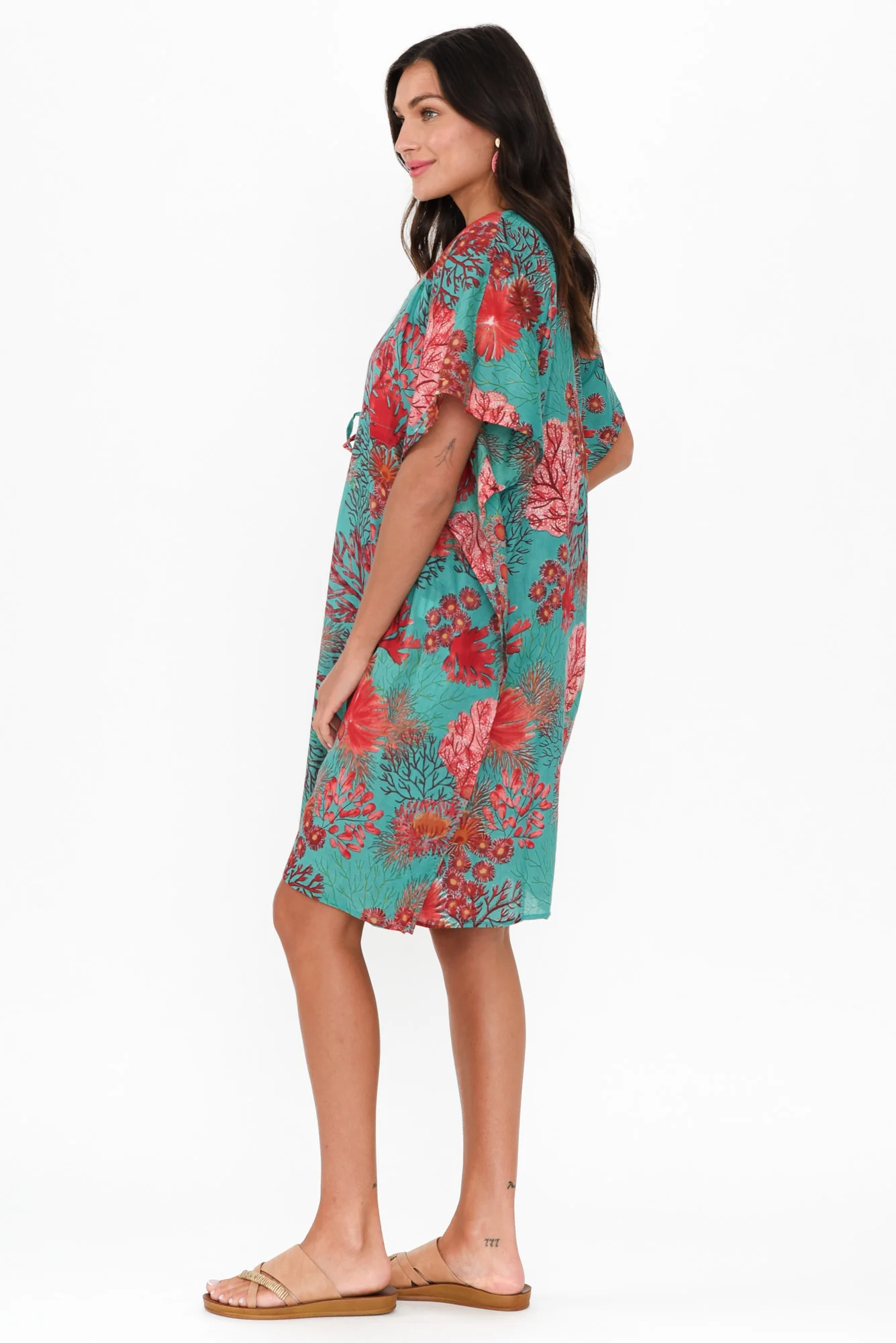 Isabel Turquoise Sea Cotton Kaftan