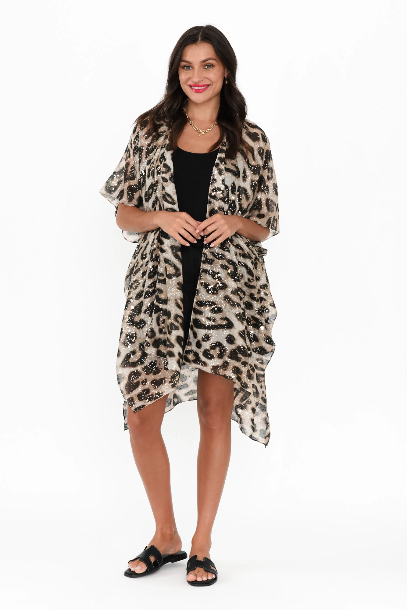 Shontay Beige Leopard Kimono