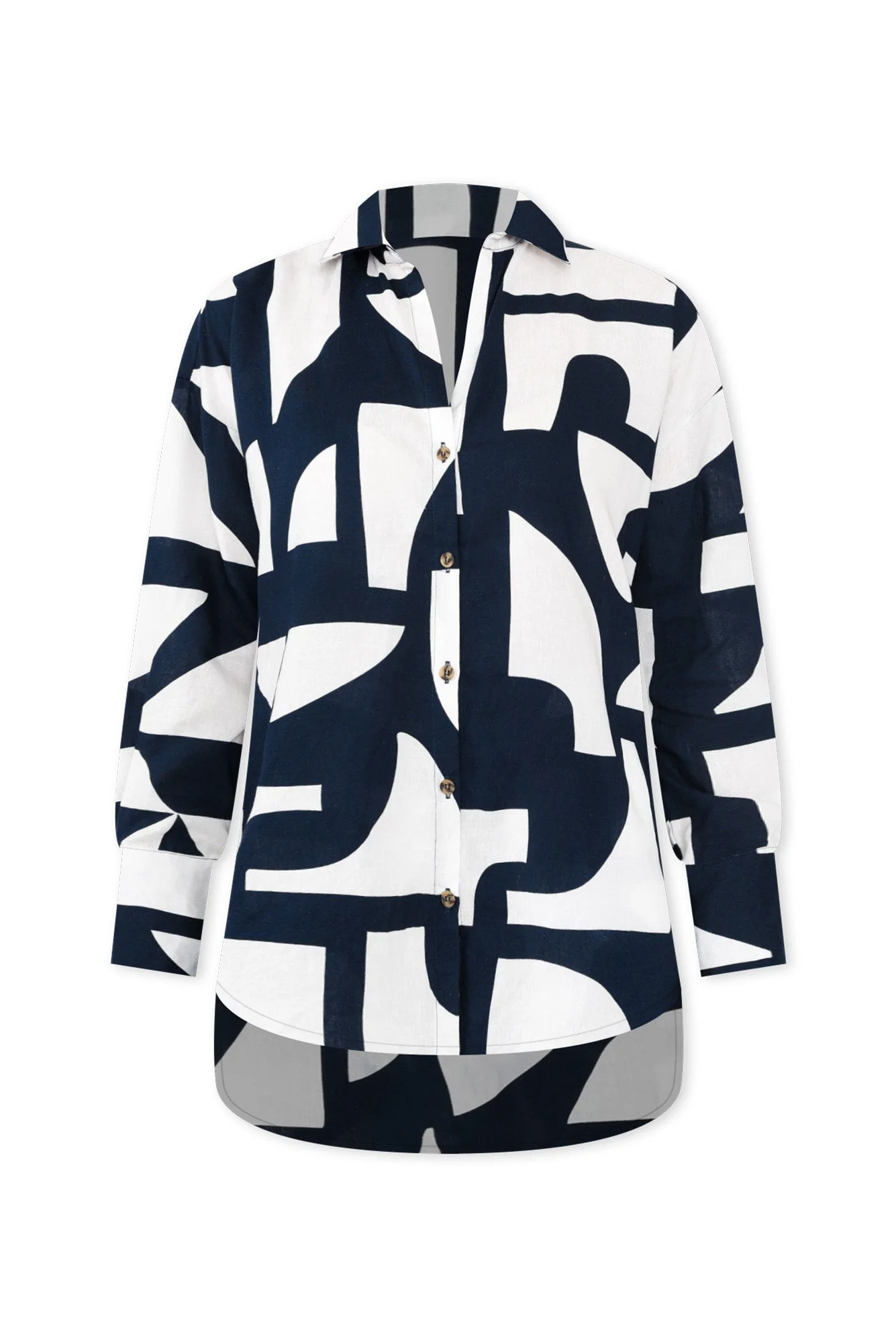 Dali Navy Geo Lyocell Blend Shirt