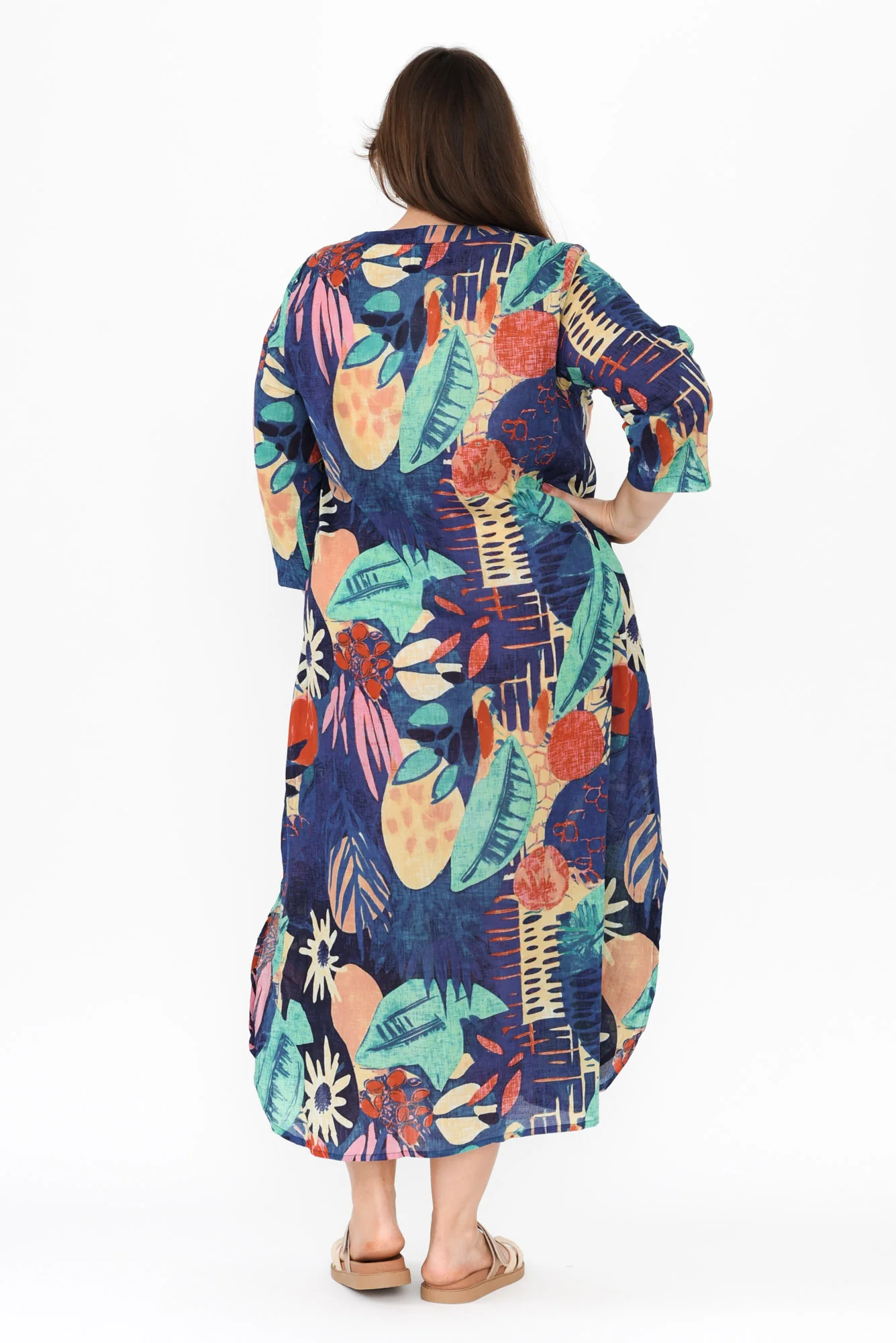 Apia Navy Geo Cotton Maxi Dress