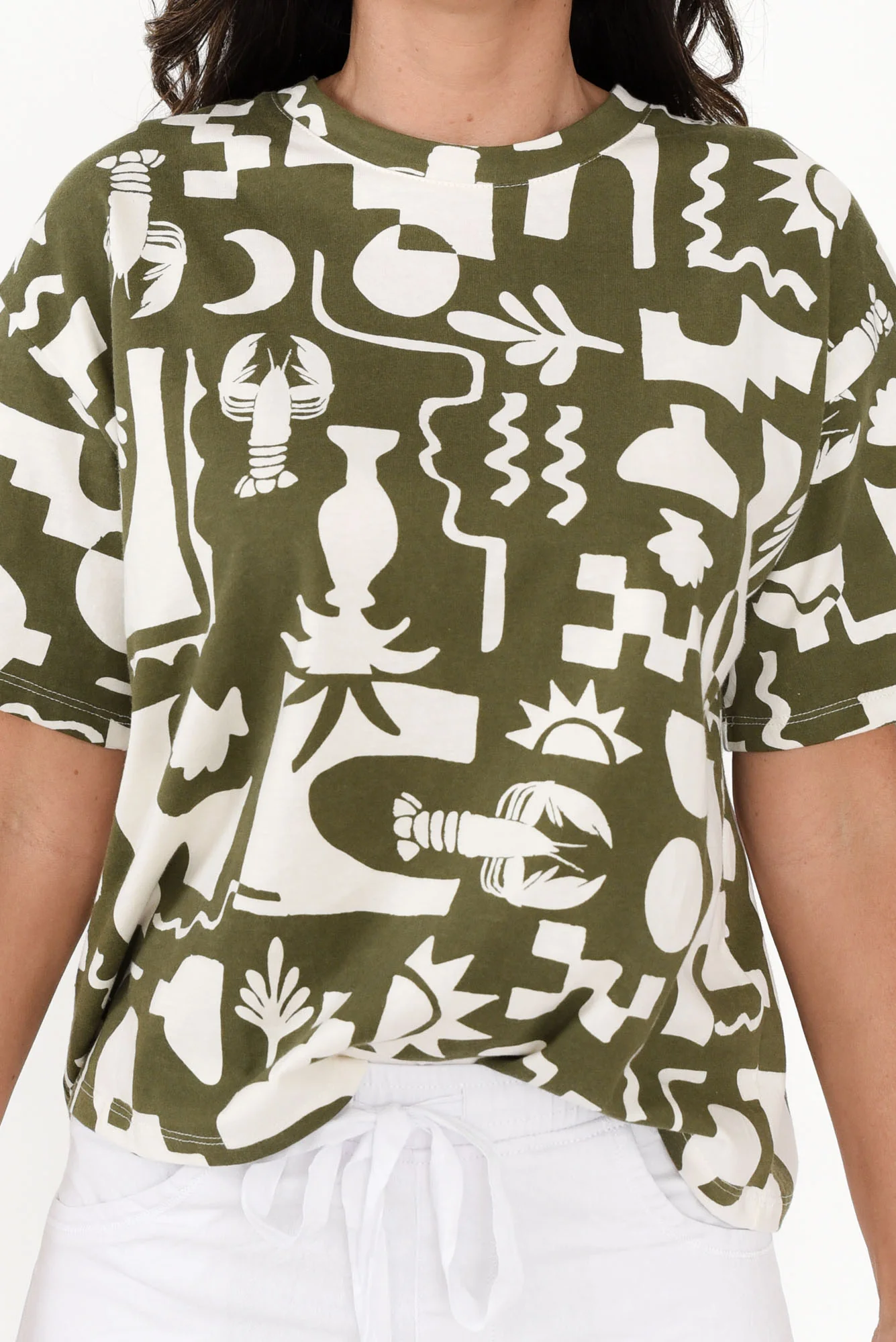 Postcard Khaki Coastal Cotton Top