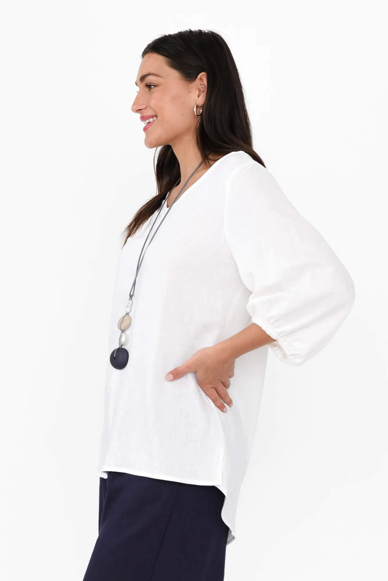 Elanora White Linen Blend Top