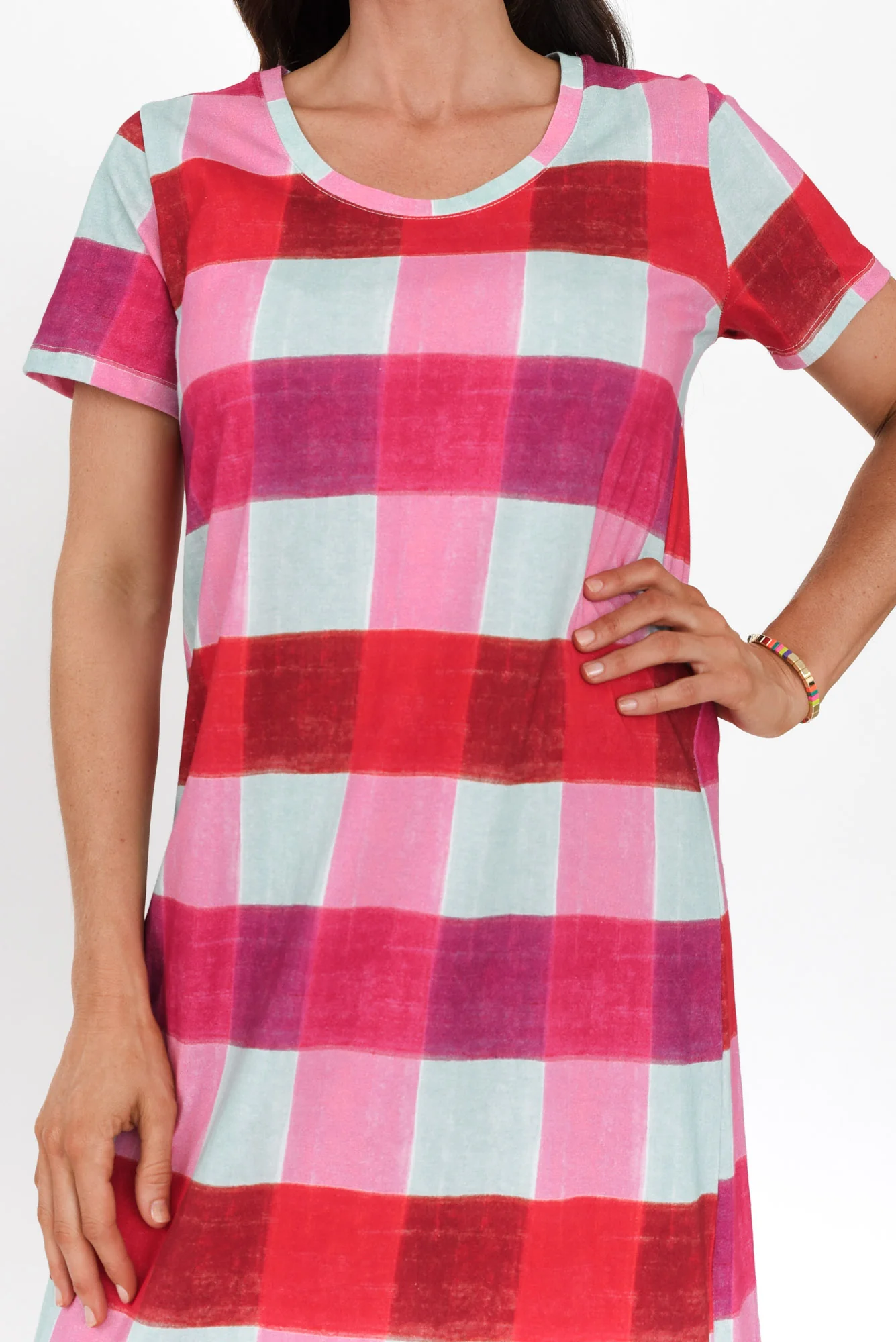 Monaco Pink Check Cotton Dress