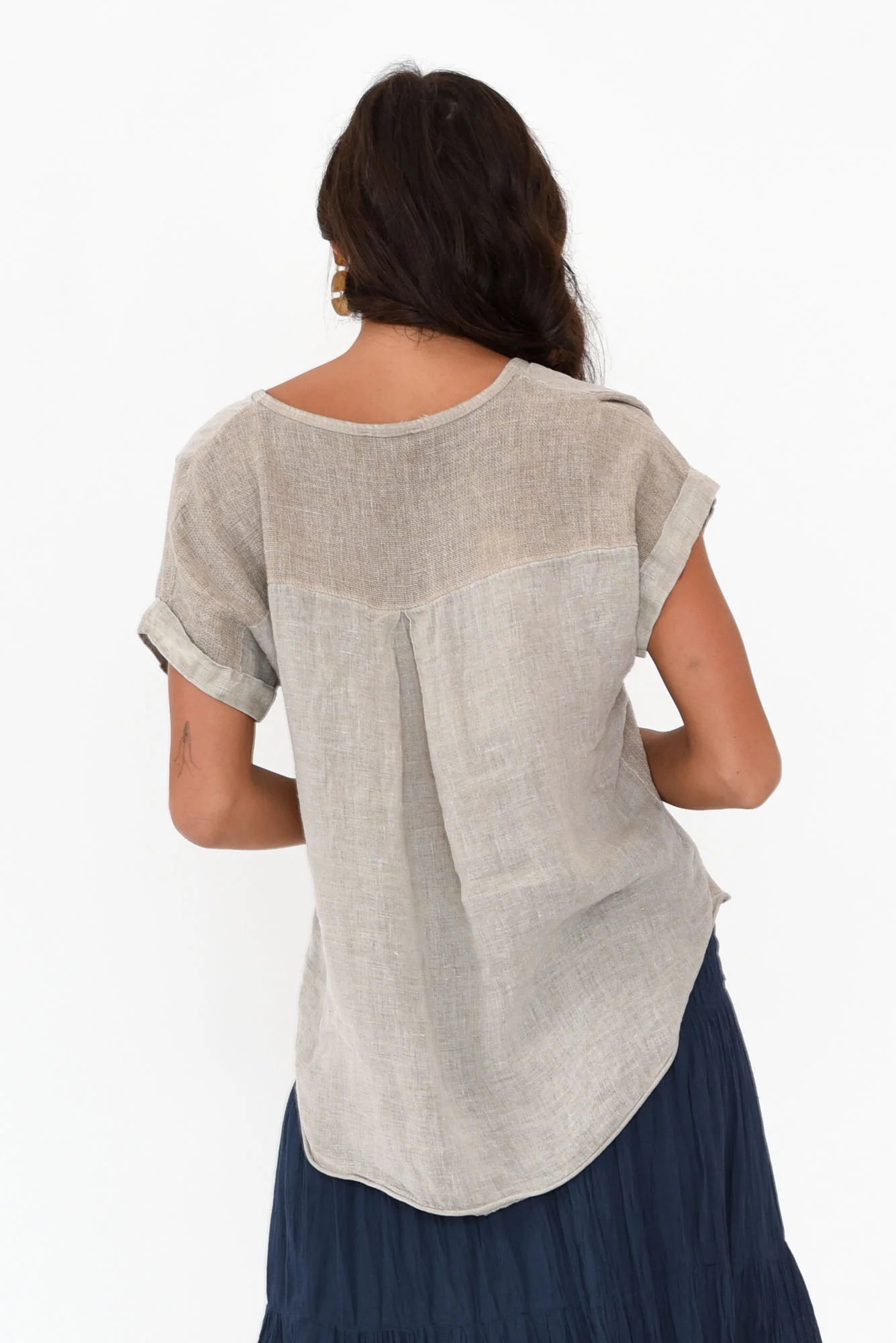 Dorian Beige Linen Cotton Top