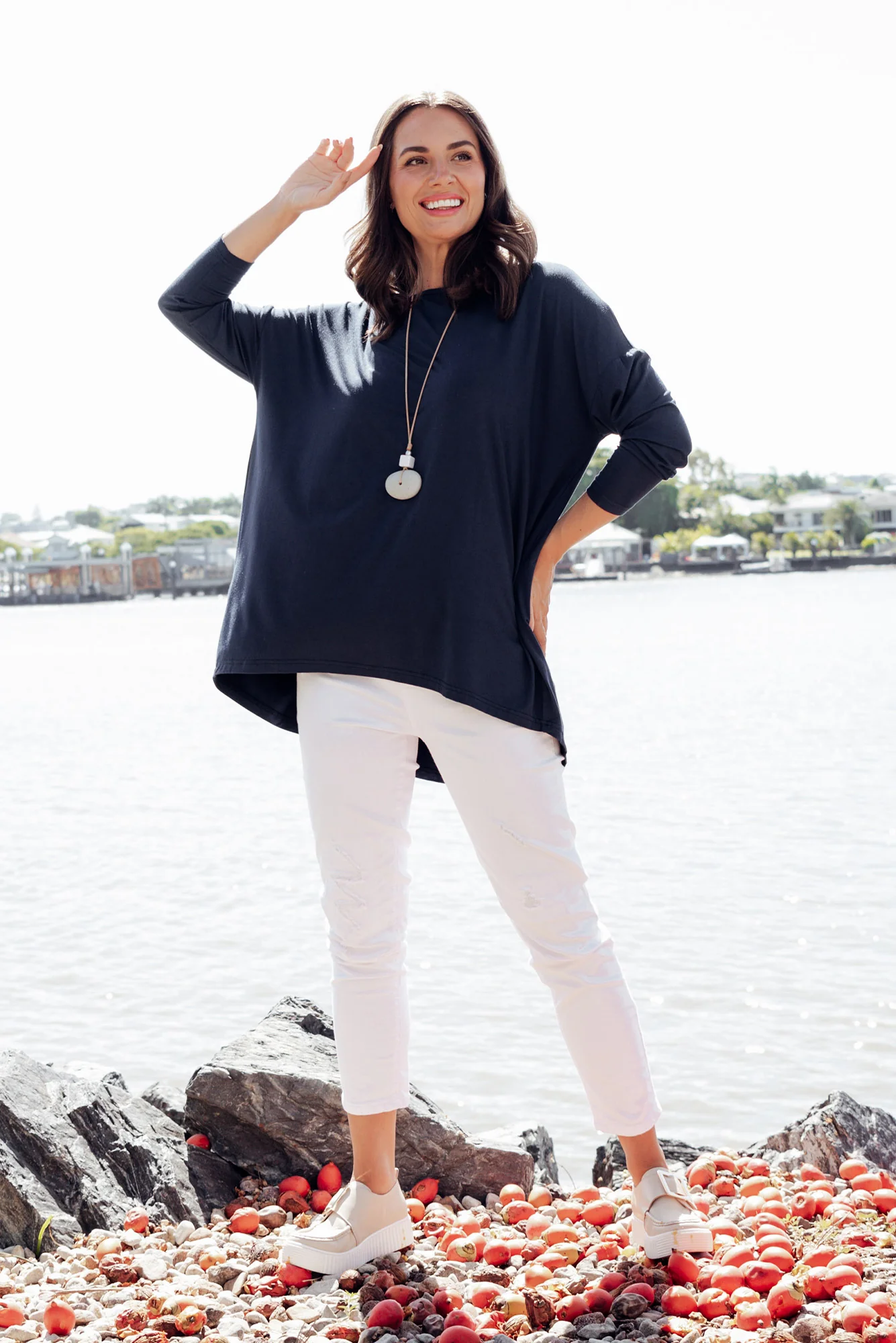 Anakin Navy Hi Lo Bamboo Top