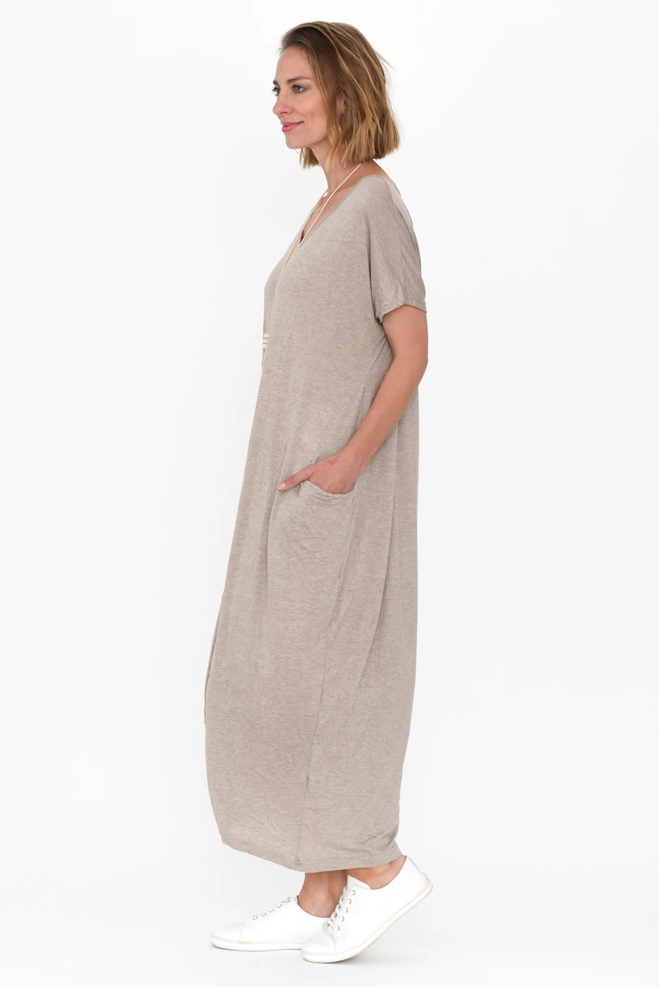 Travel Oat Crinkle Cotton Maxi Dress