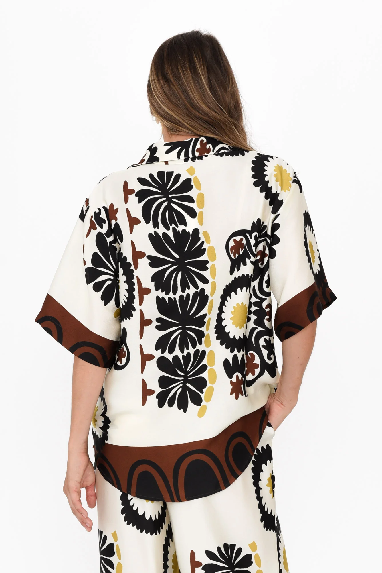 Playa Cream Abstract Collared Shirt