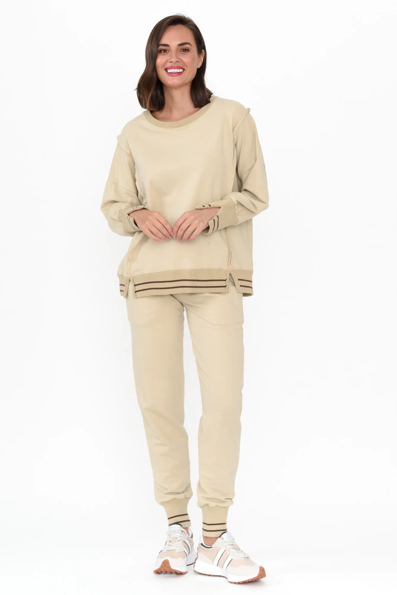 Claude Natural Cotton Blend Drawstring Pants