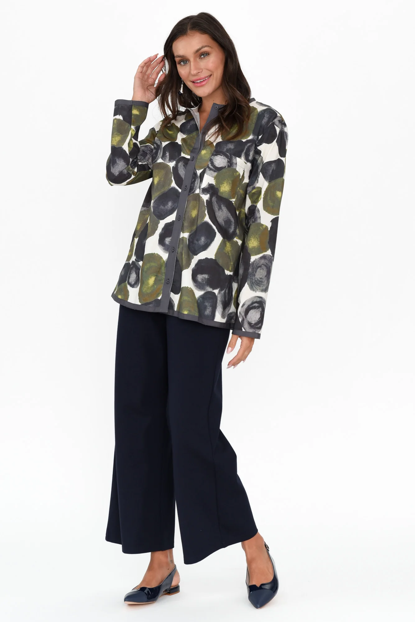 Mori Green Abstract Cotton Shirt