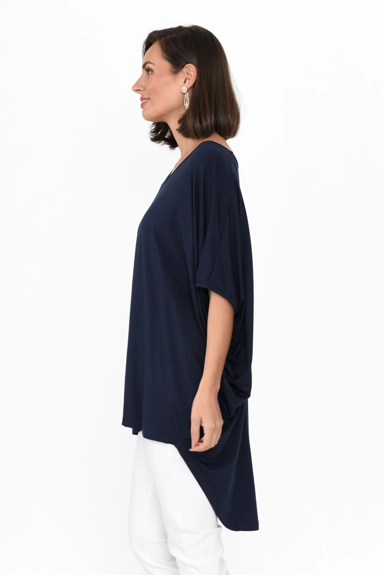 Emory Navy Bamboo Hi Lo Batwing Top