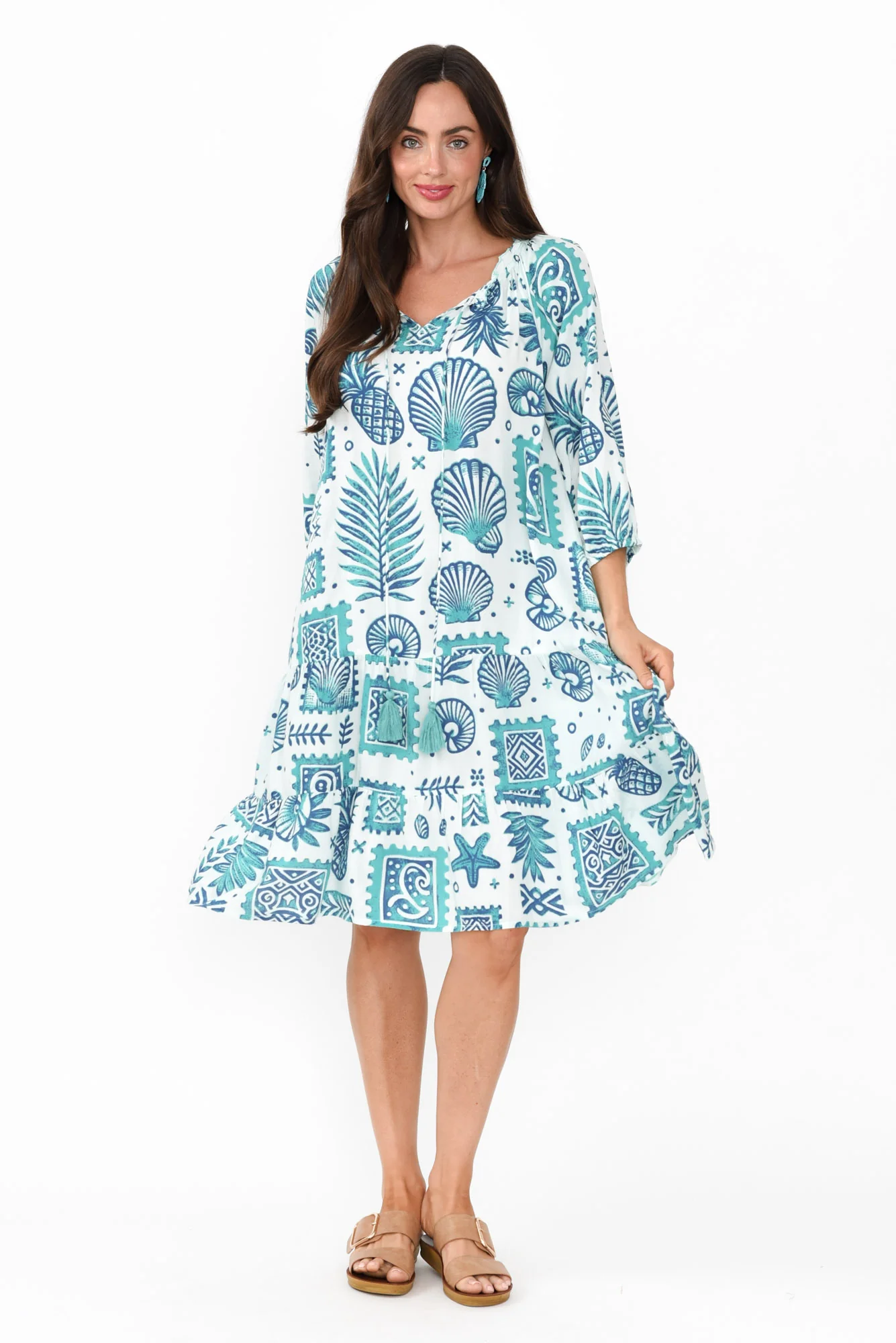 Rashida Blue Seaside Tassel Dress
