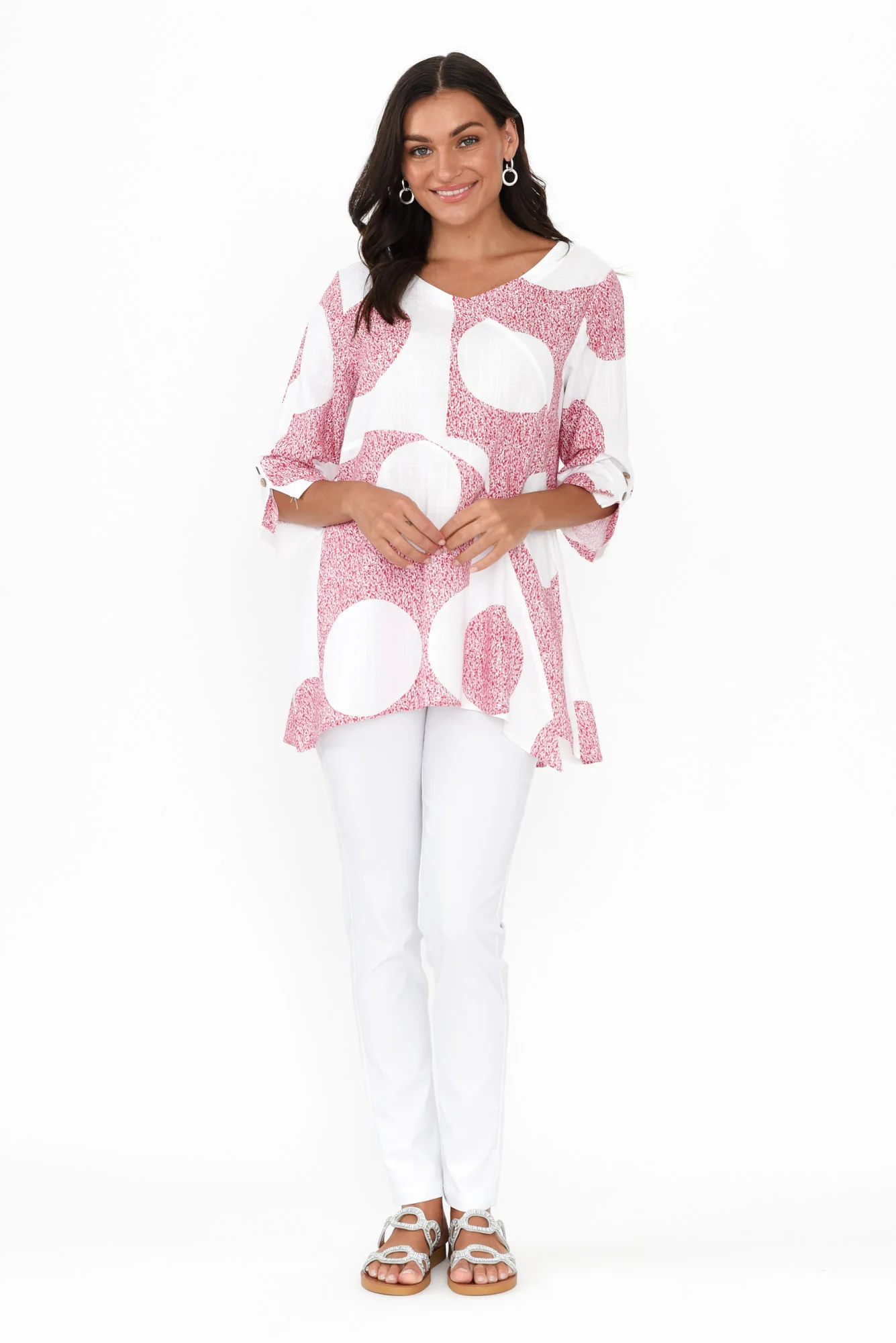 Dina Red Speckle Linen Cotton Top