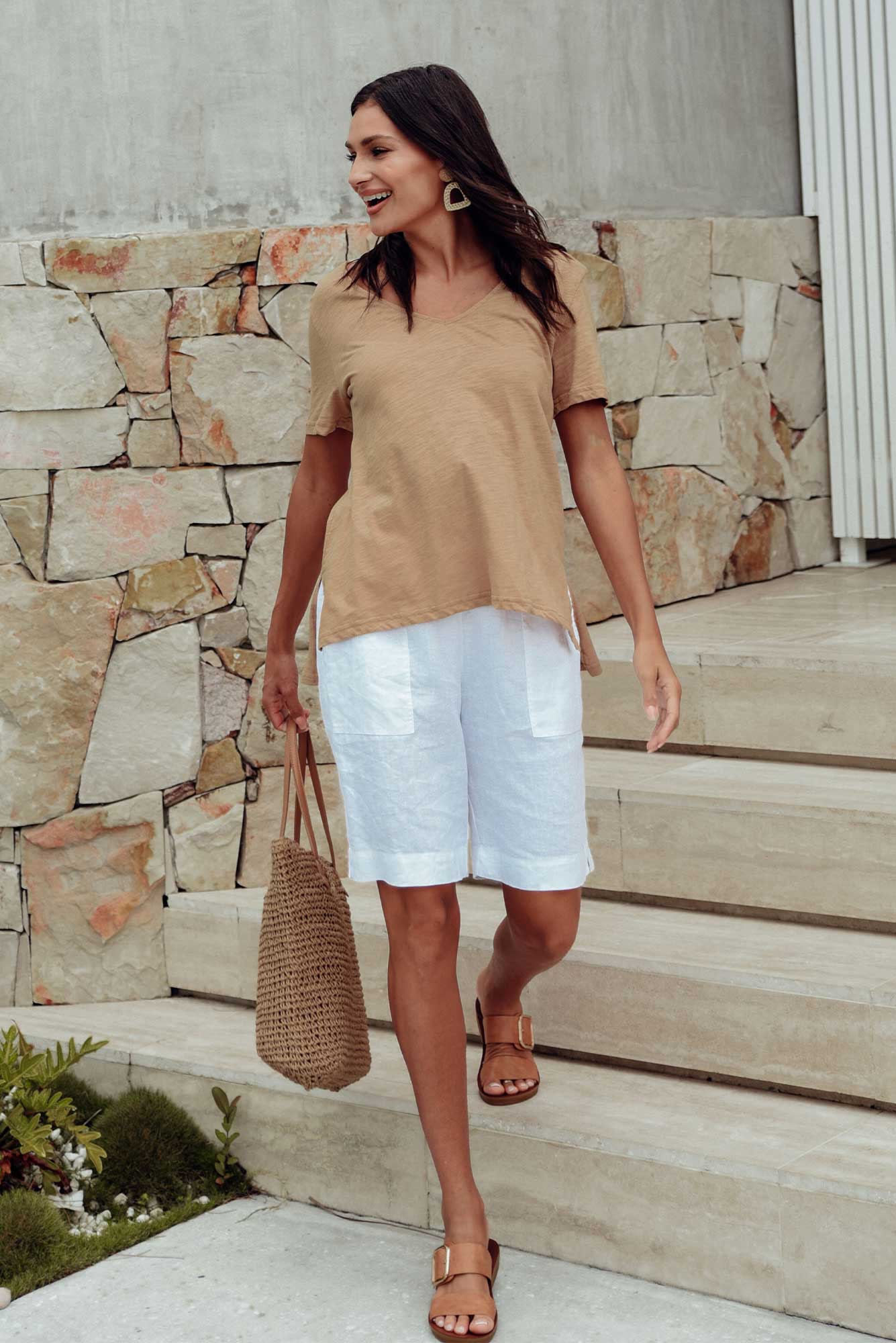 Aster White Linen Shorts