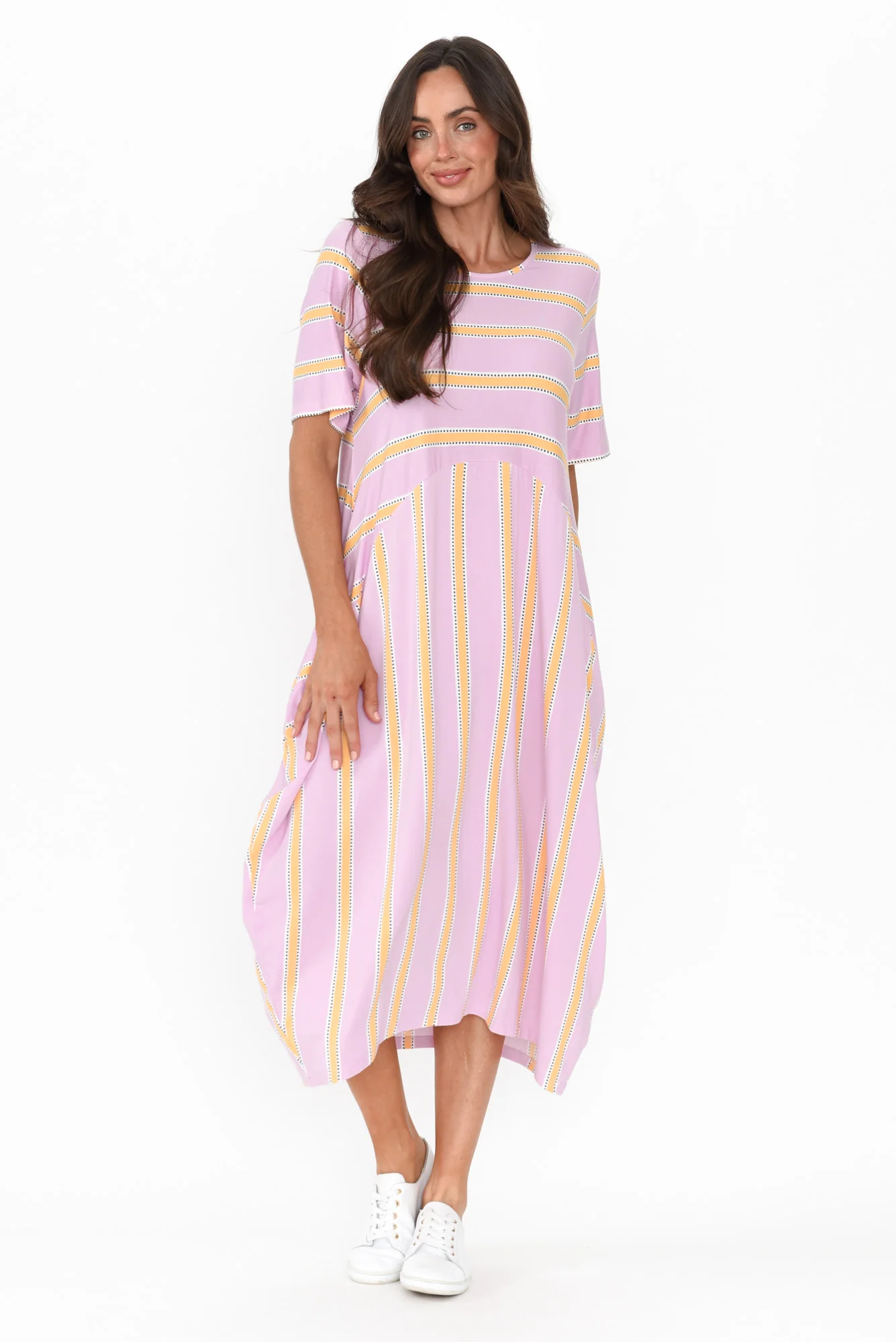 Samiya Pink Stripe Bamboo Dress