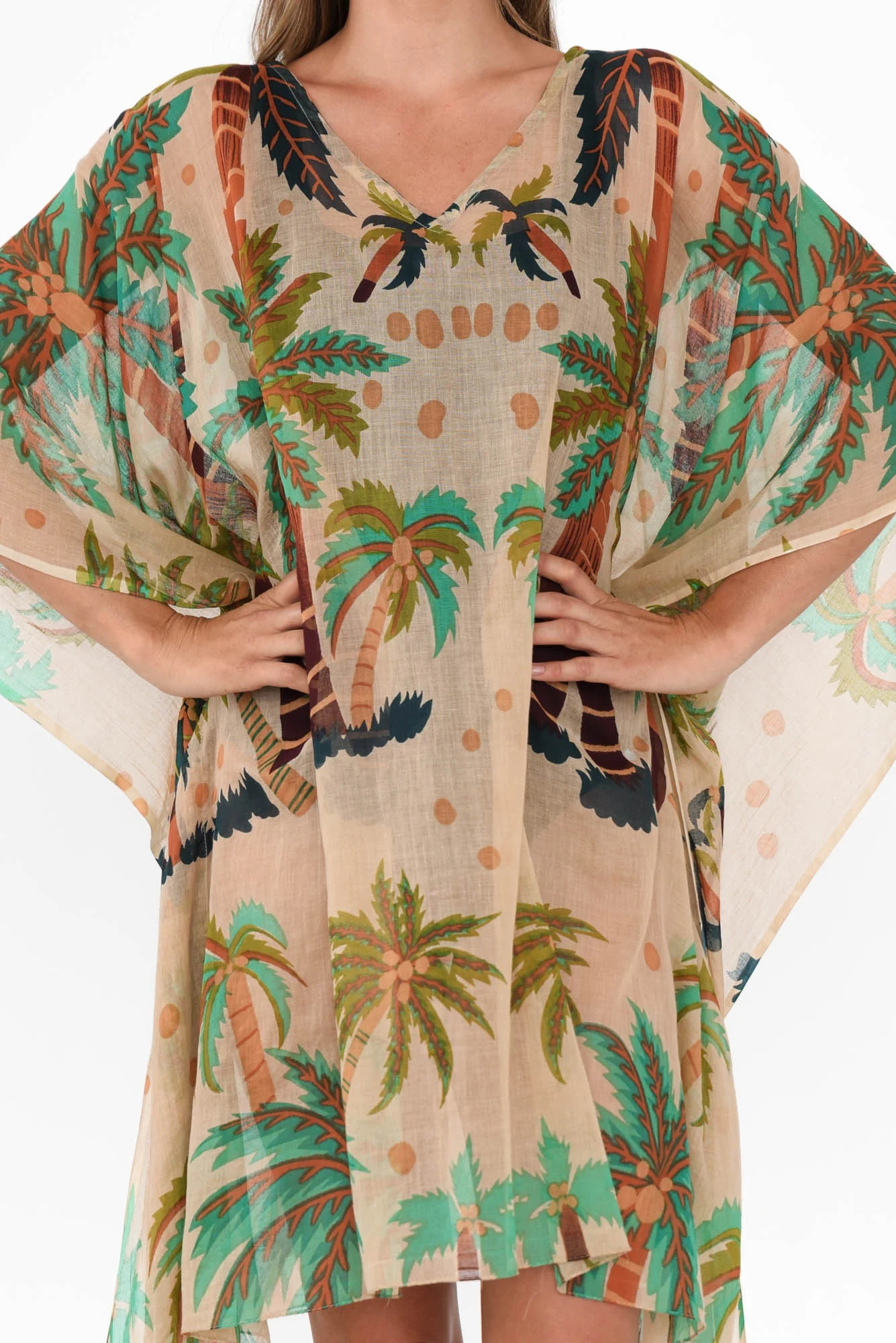 Stella Green Tropical Cotton Kaftan
