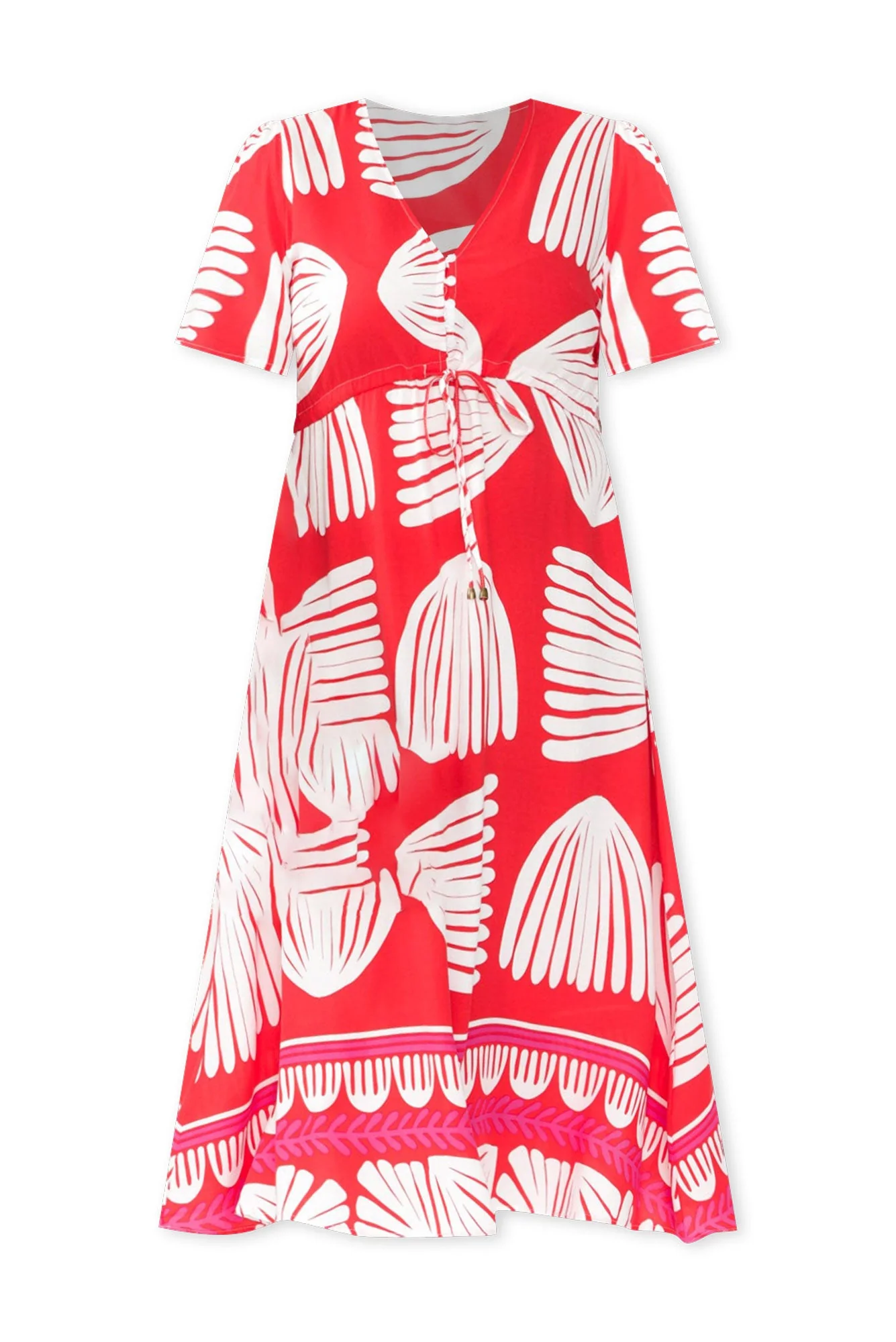 Lynton Red Shell Tie Dress