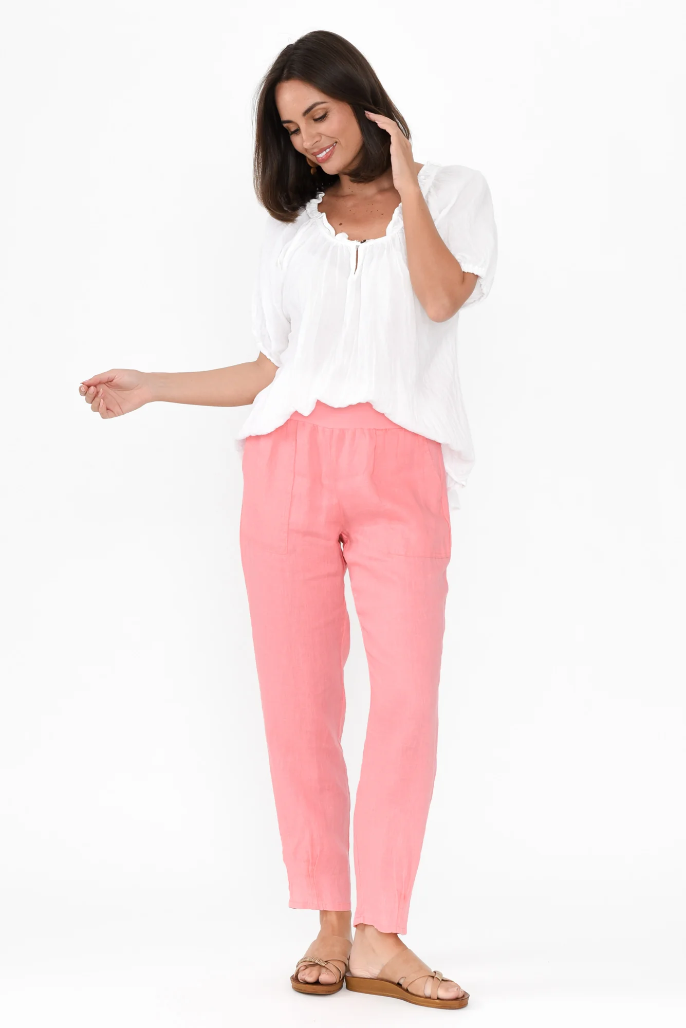 Tatum Pink Linen Pants