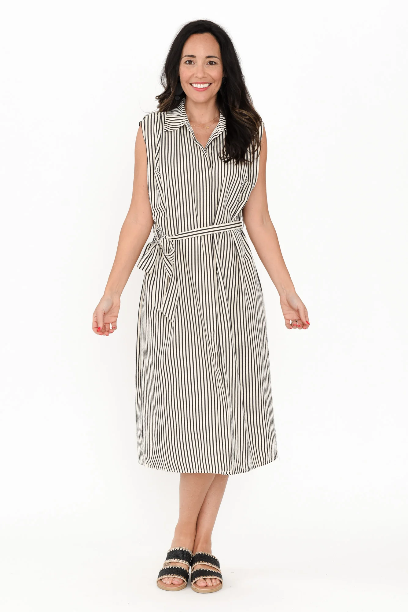 Charlie Black Stripe Tie Dress