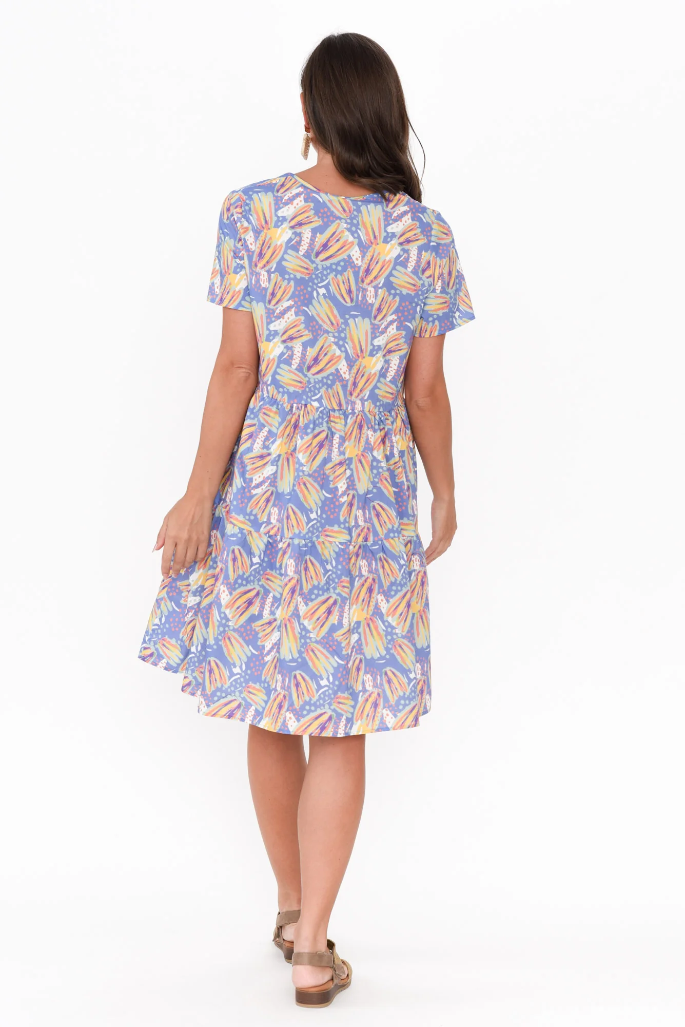 Kienna Blue Abstract Cotton Poplin Dress