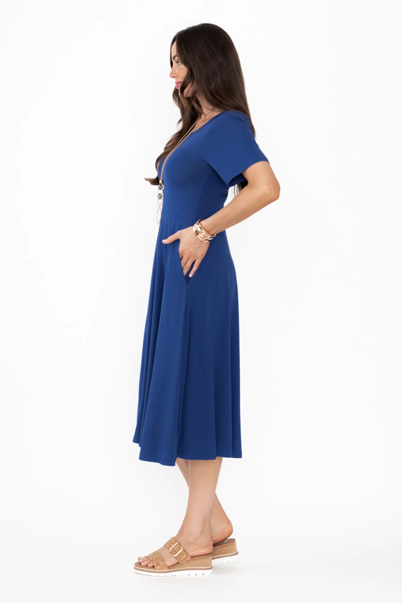 Jasmine Blue Bamboo Pocket Dress