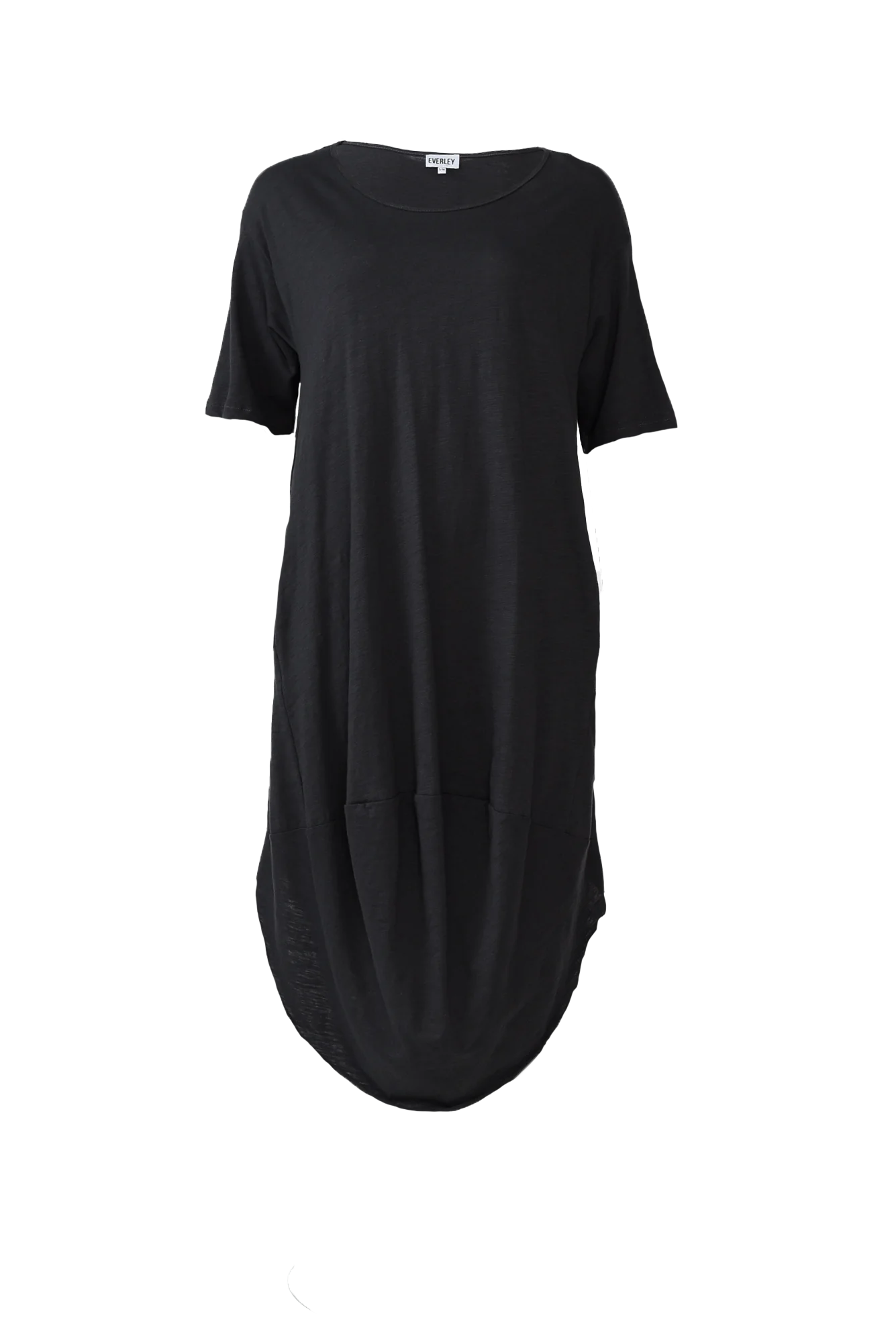 Mita Black Cotton Slub Scoop Dress