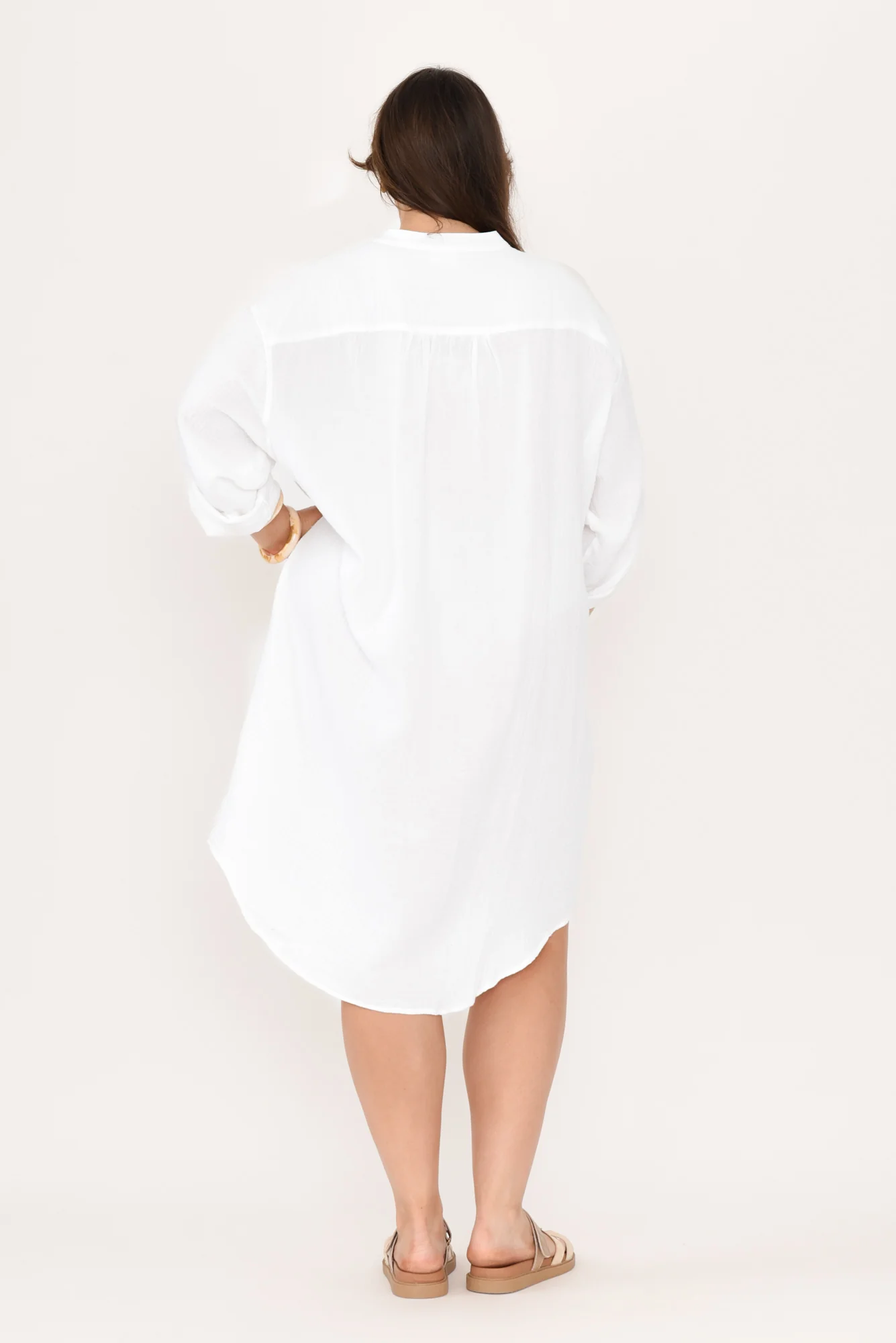 Tropez White Cotton Cheesecloth Kaftan
