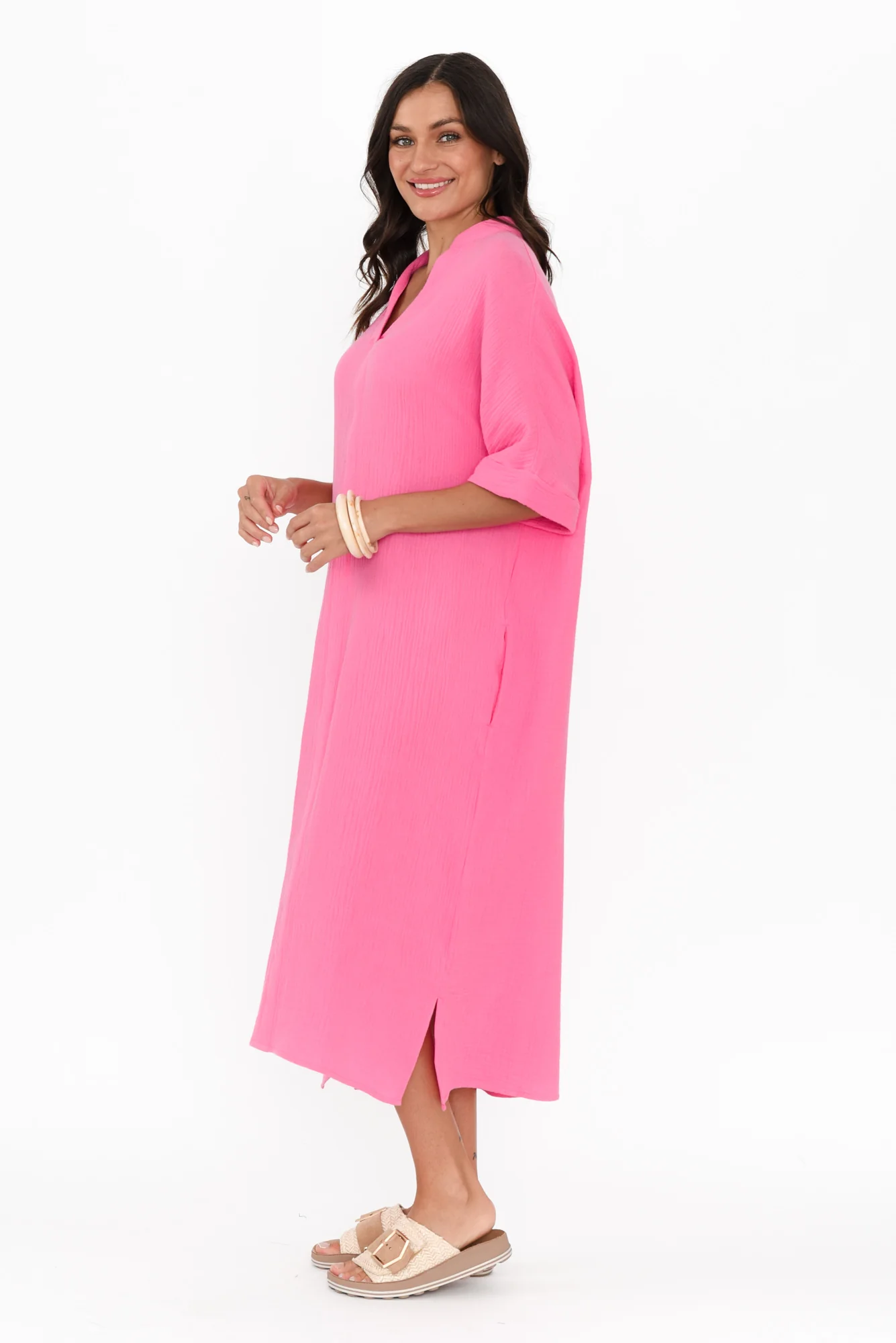 Juniper Pink Cotton Cheesecloth Dress