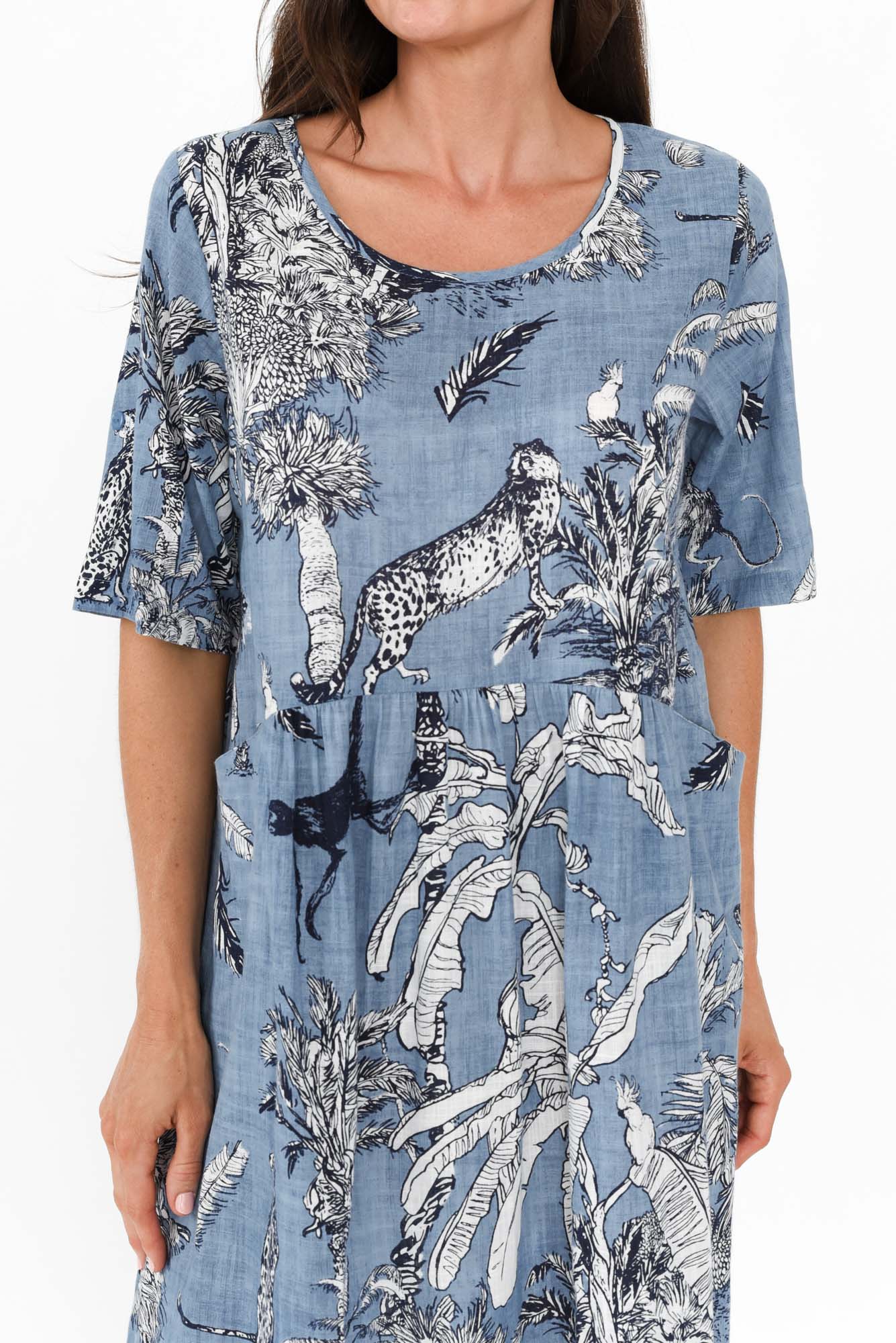 Mackie Blue Jungle Cotton Pocket Dress