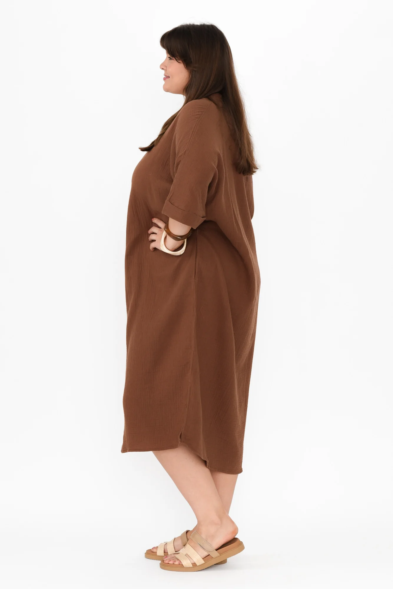 Juniper Mocha Cotton Cheesecloth Dress