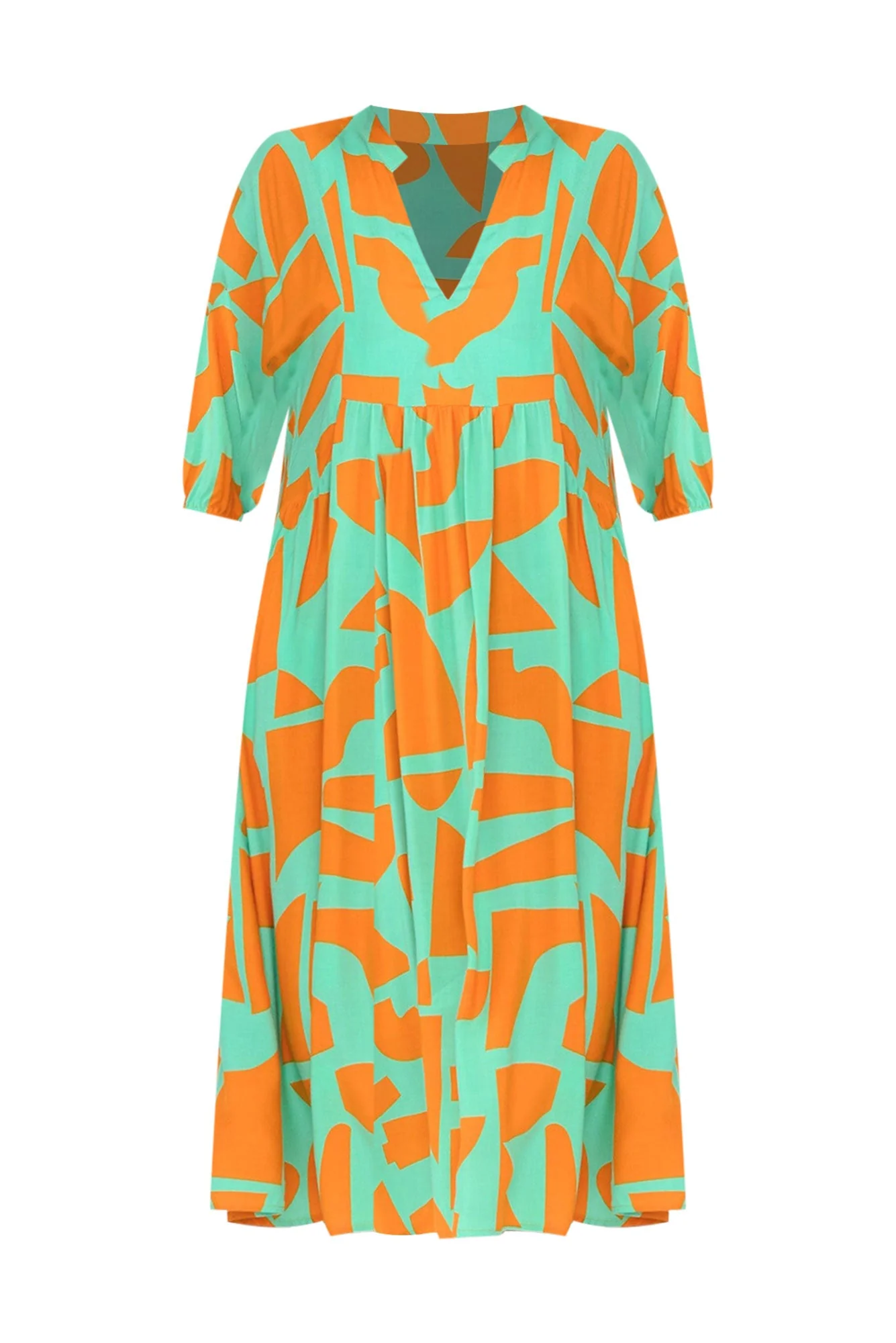 Trey Teal Abstract Midi Dress