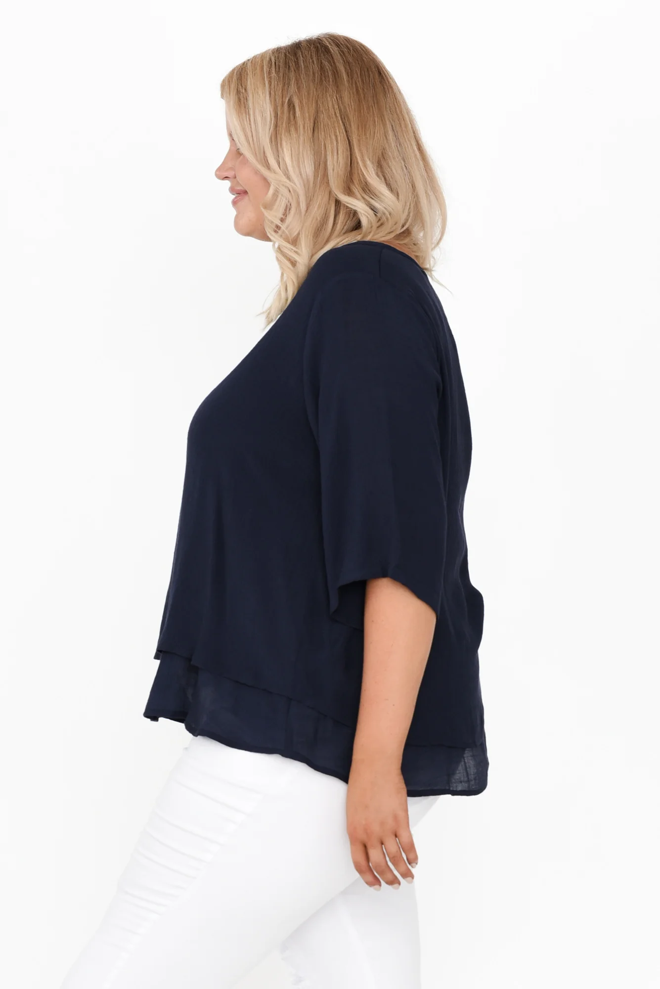 Liora Navy Layered Top