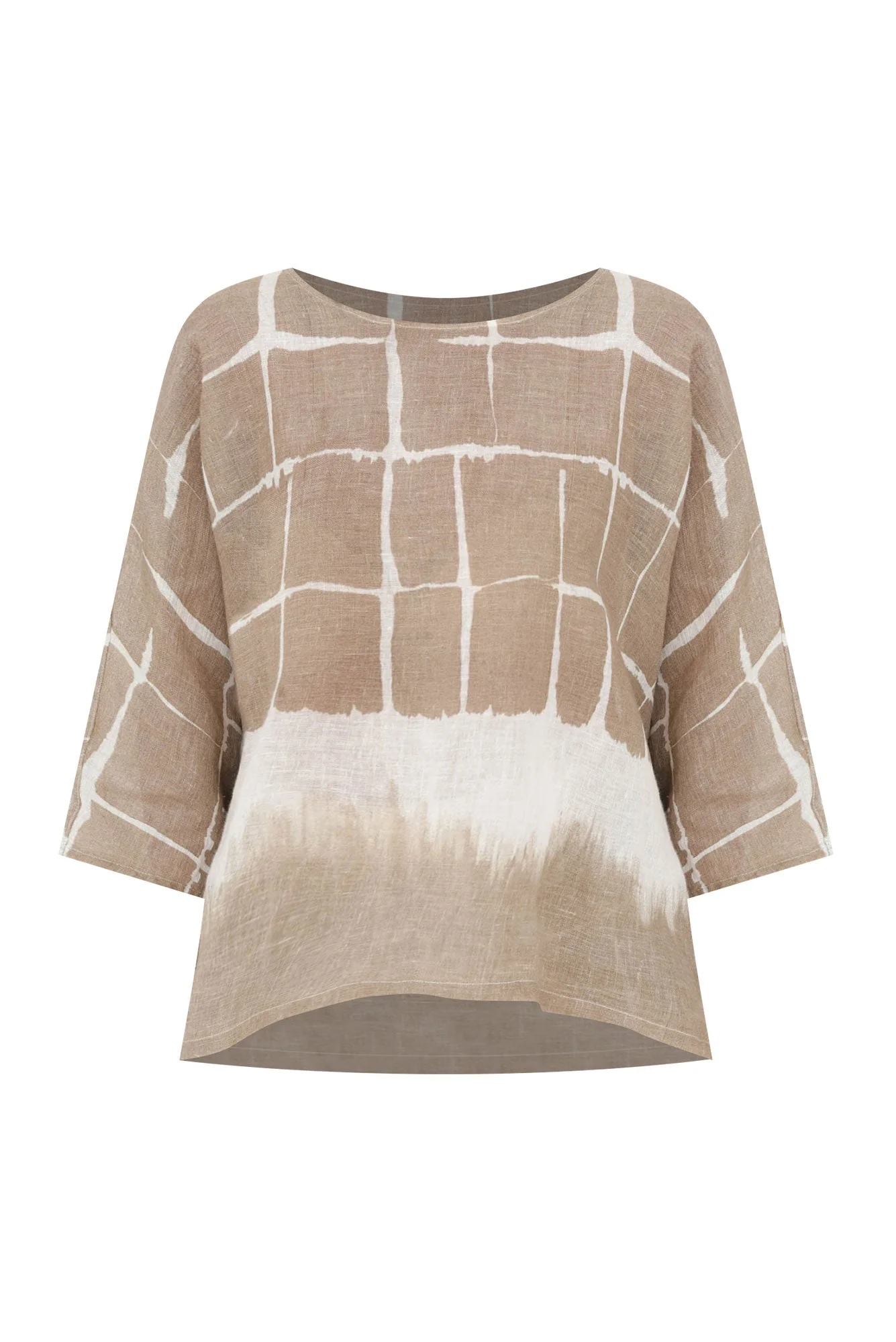 Harly Mocha Abstract Linen Top