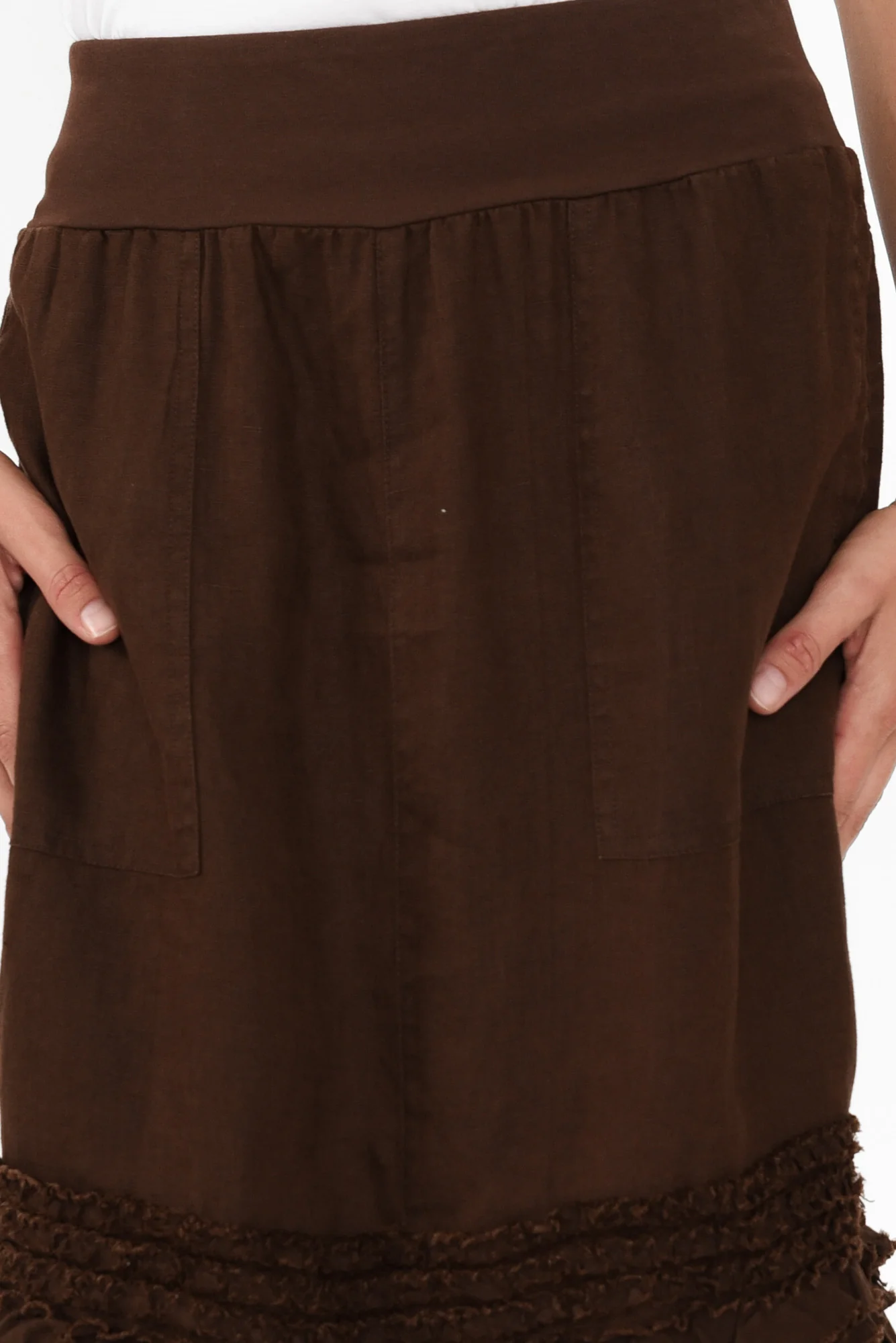 Phillipa Chocolate Ruffle Hem Skirt