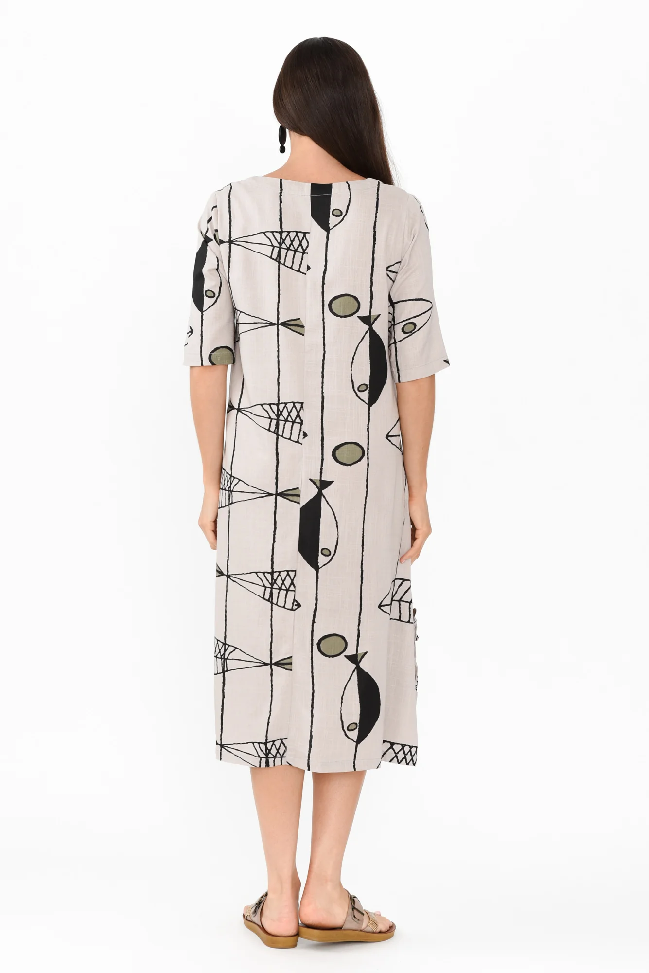 Hailee Taupe Sea Linen Cotton Dress