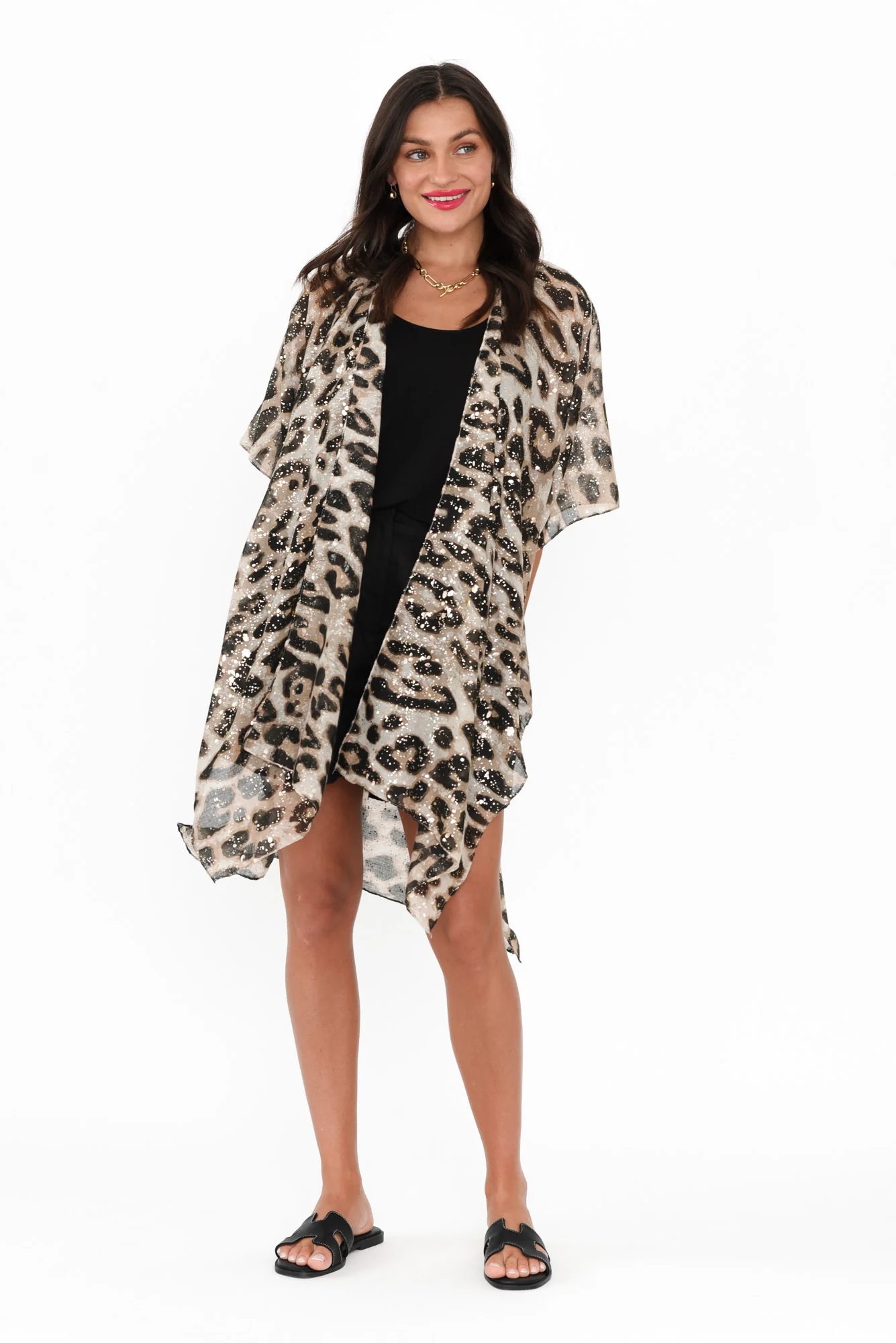 Shontay Beige Leopard Kimono