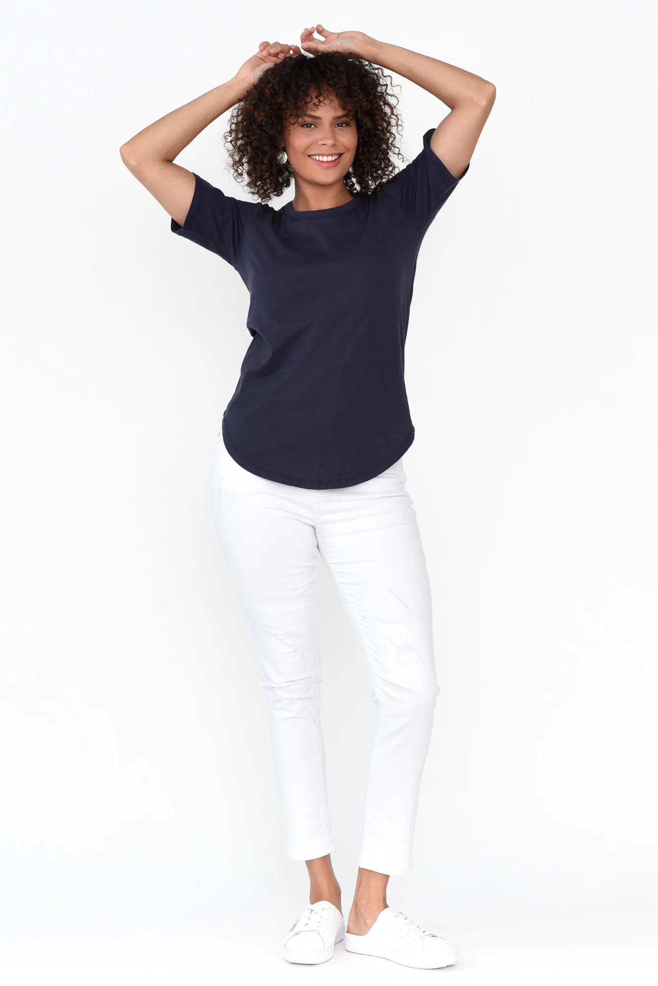 Ariana Navy Cotton Tee