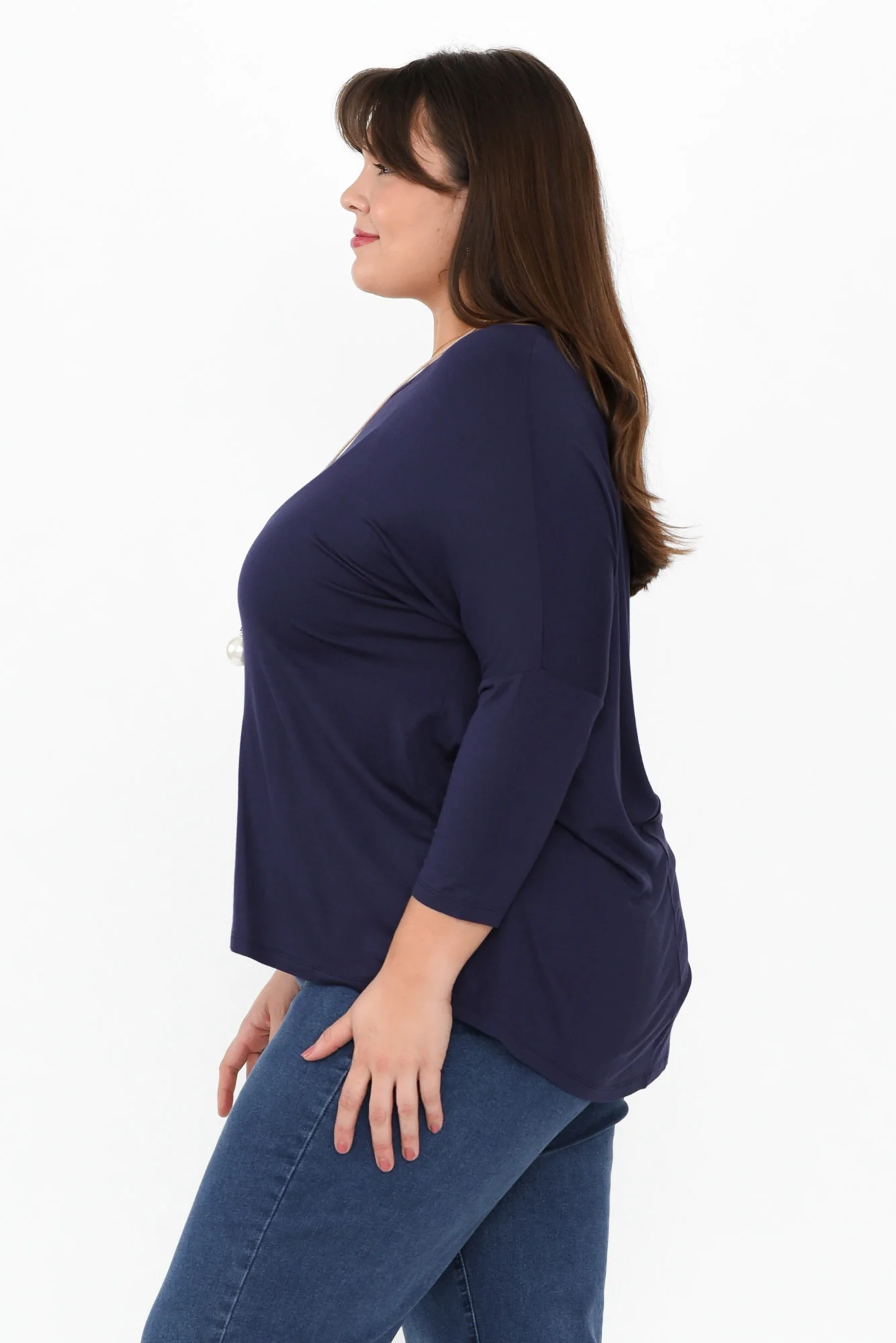 Navy Milan 3/4 Sleeve Top