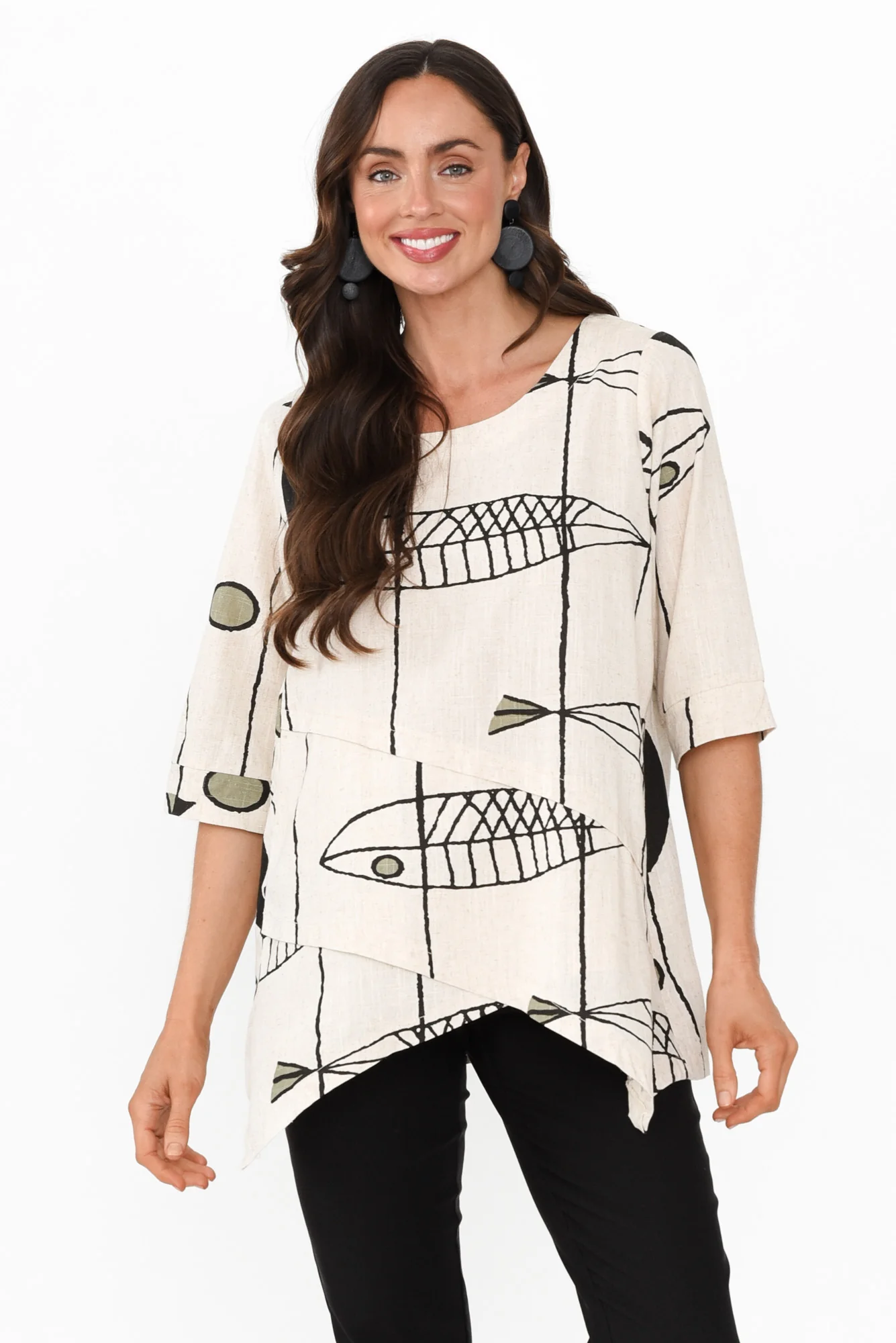 Anya Beige Sea Linen Cotton Top