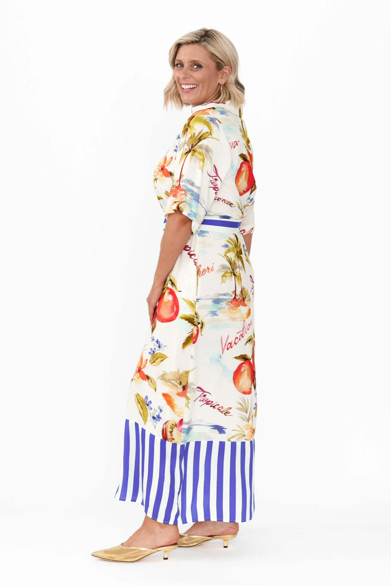 Zaylee White Tropical Shirt Dress