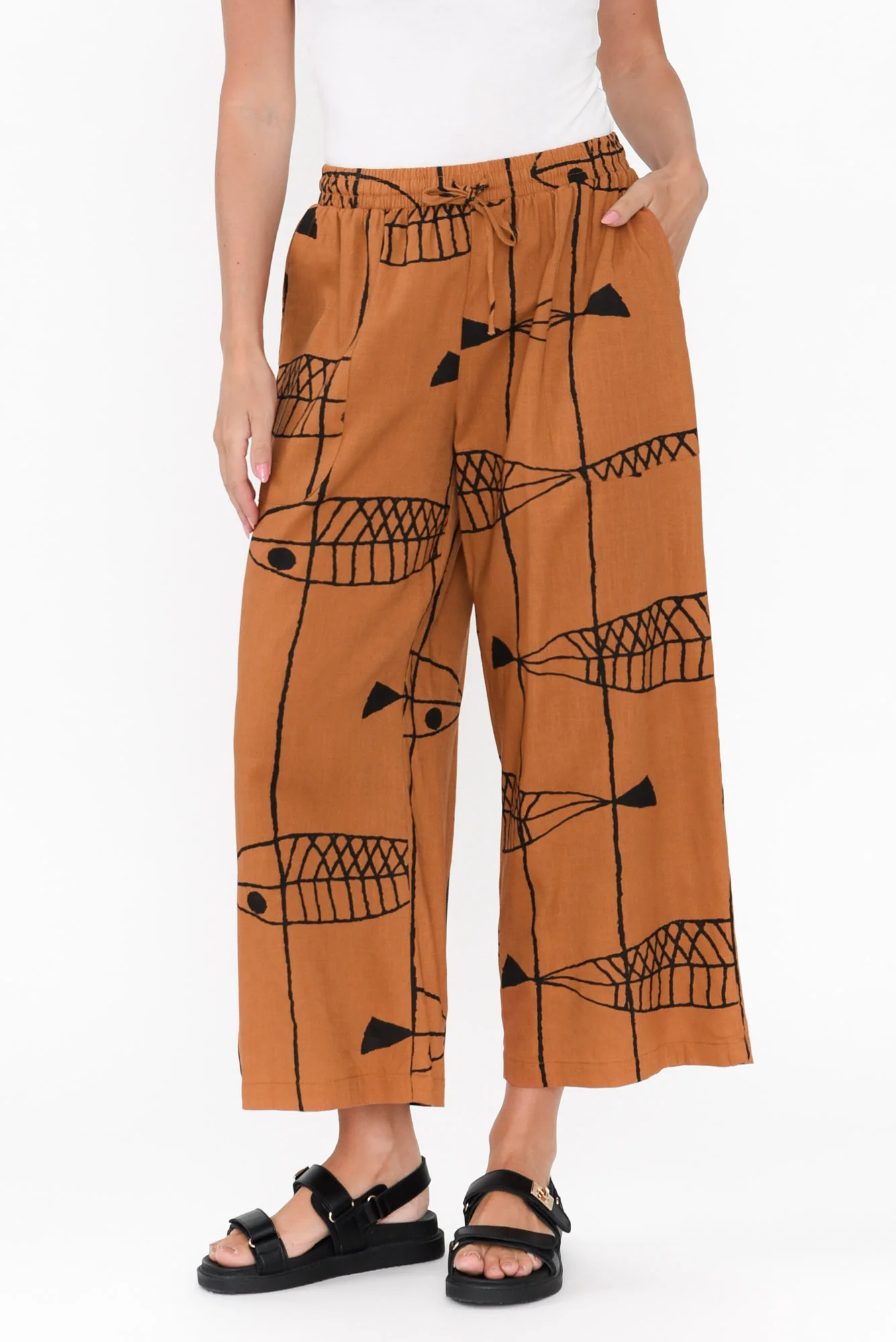 Minnelli Rust Sea Linen Cotton Pants