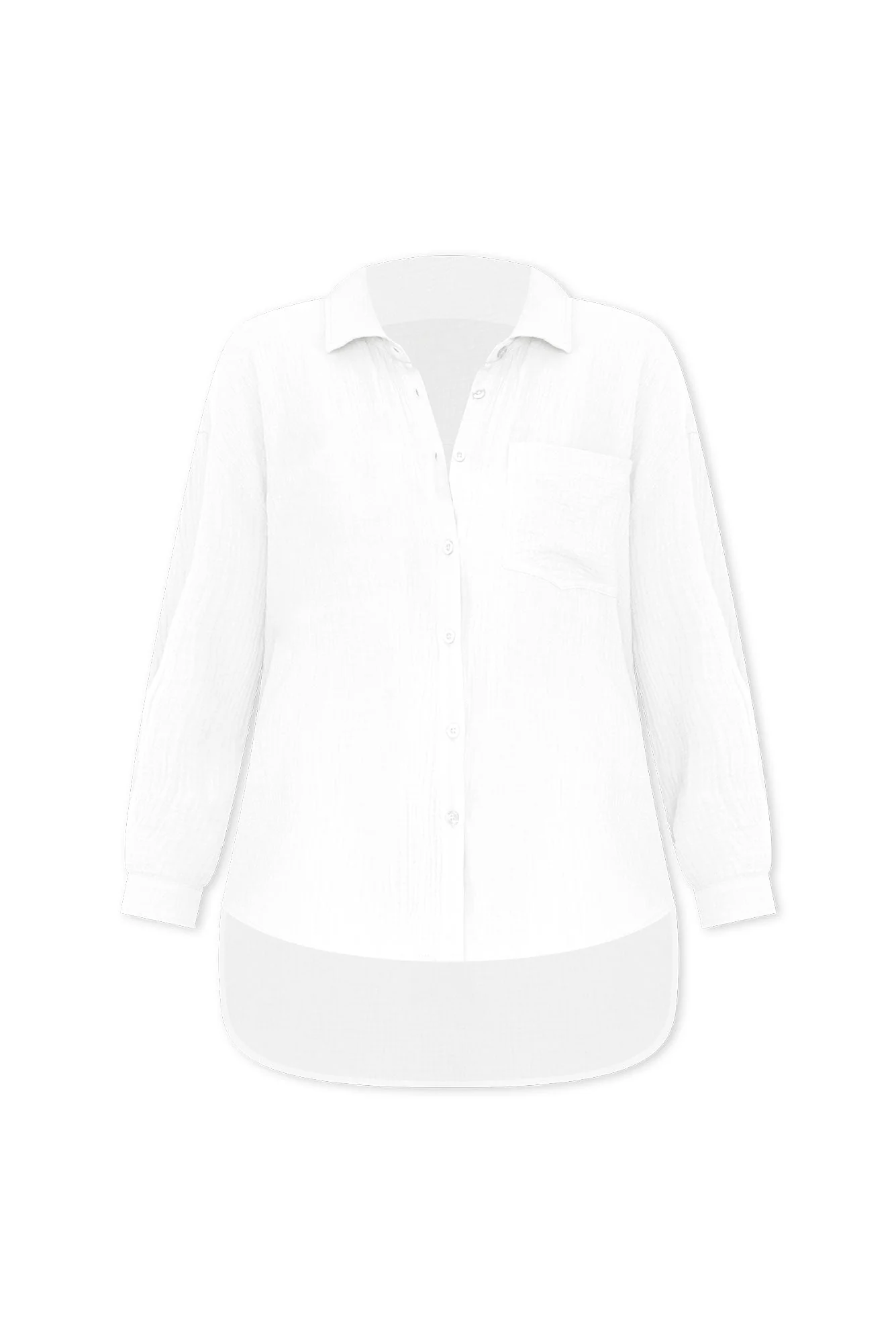 Natalia White Cotton Cheesecloth Shirt