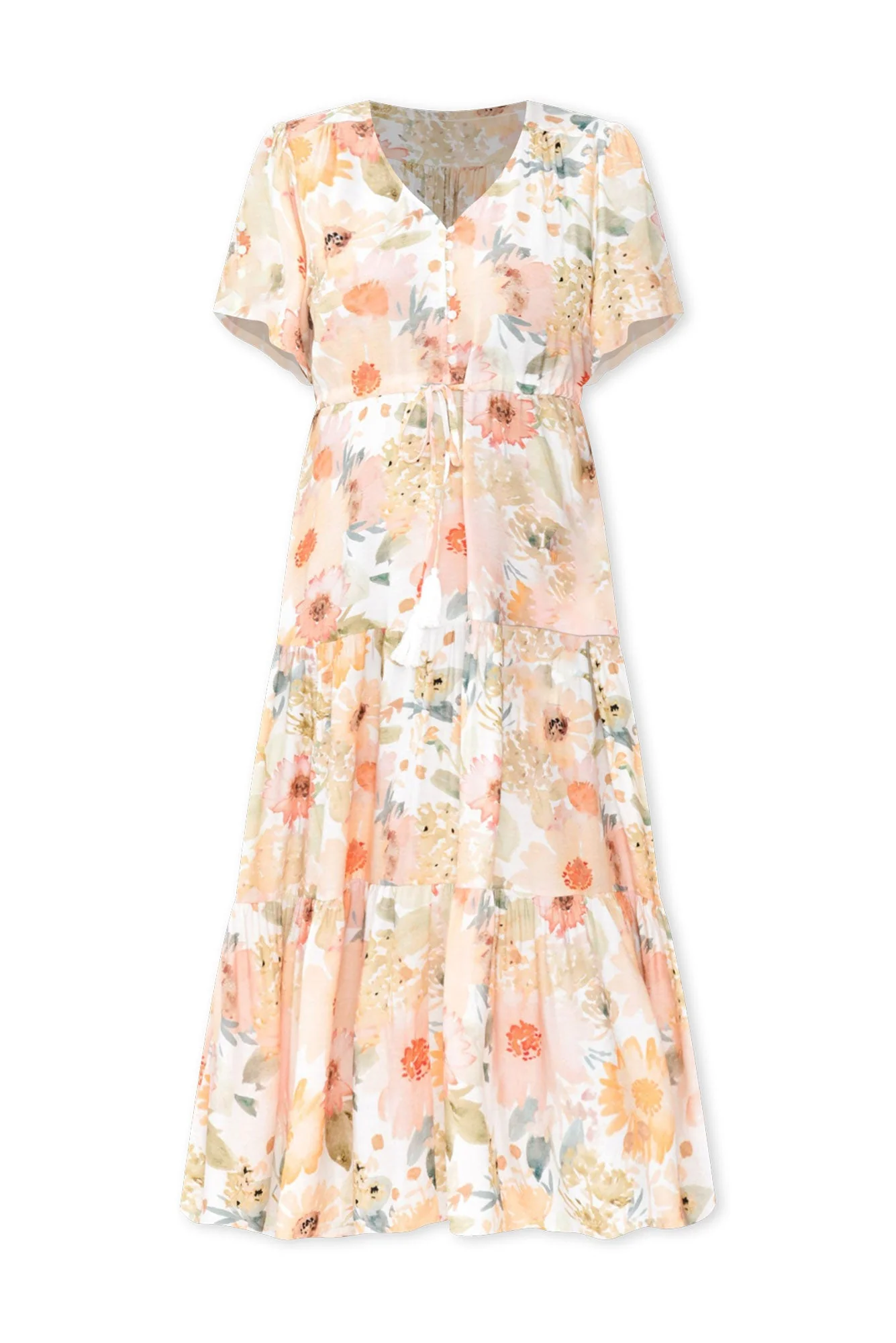 Otis White Floral Linen Blend Dress