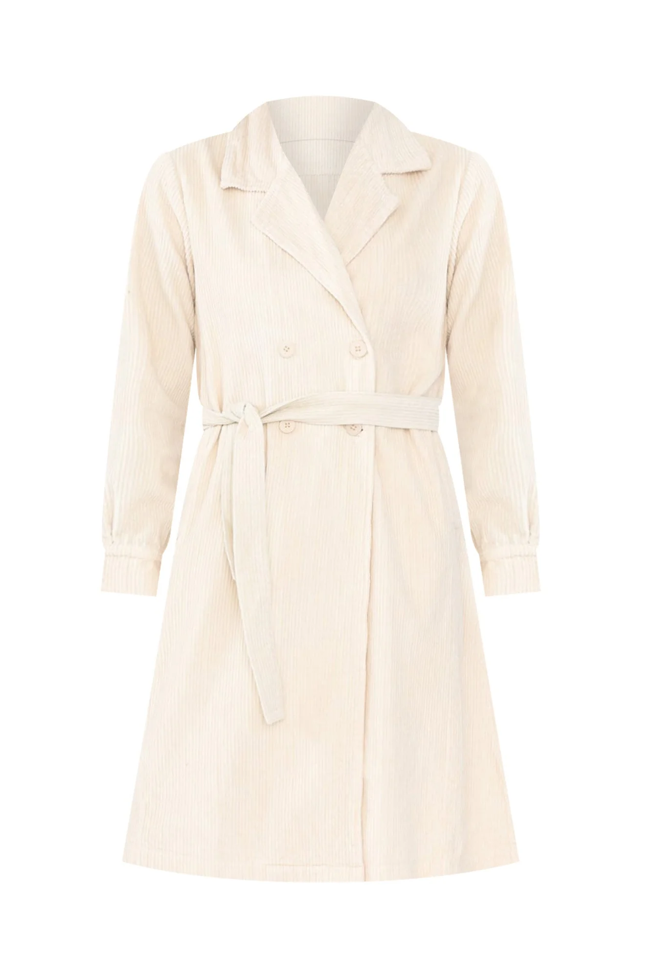 Pollux Cream Cotton Corduroy Coat