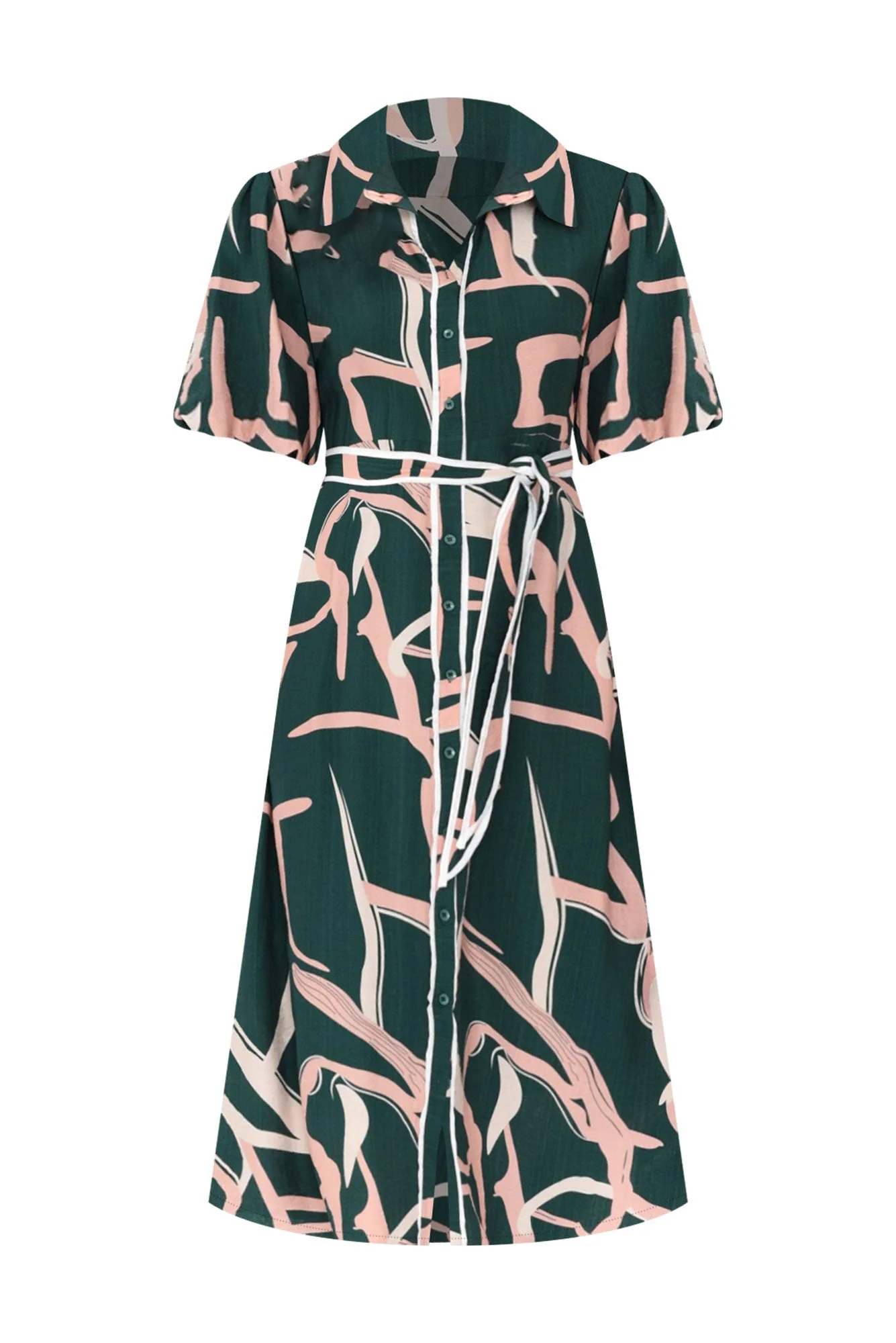 Bimini Green Geo Cotton Blend Dress