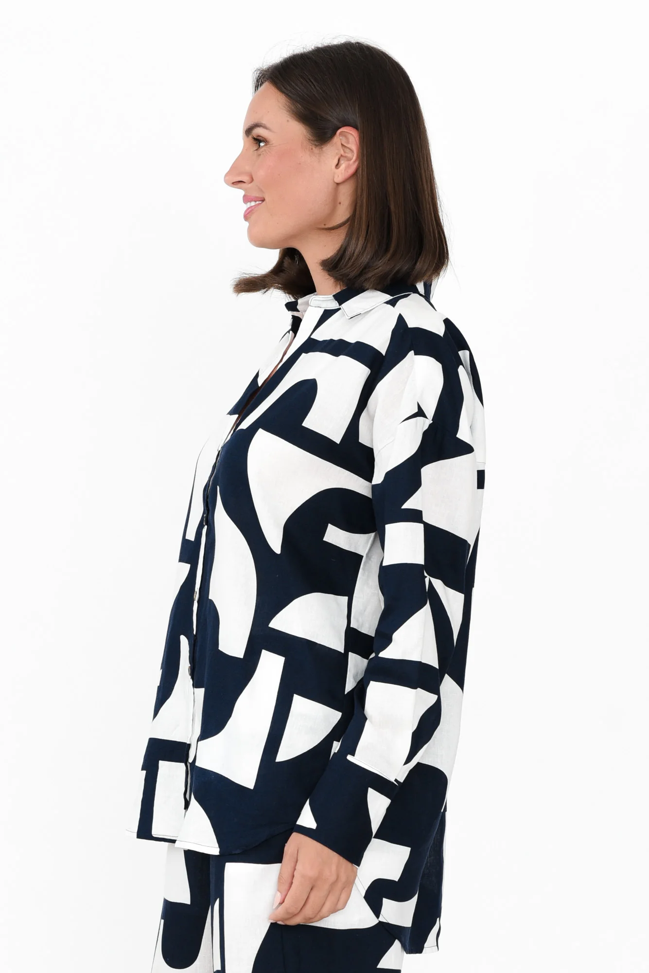 Dali Navy Geo Lyocell Blend Shirt