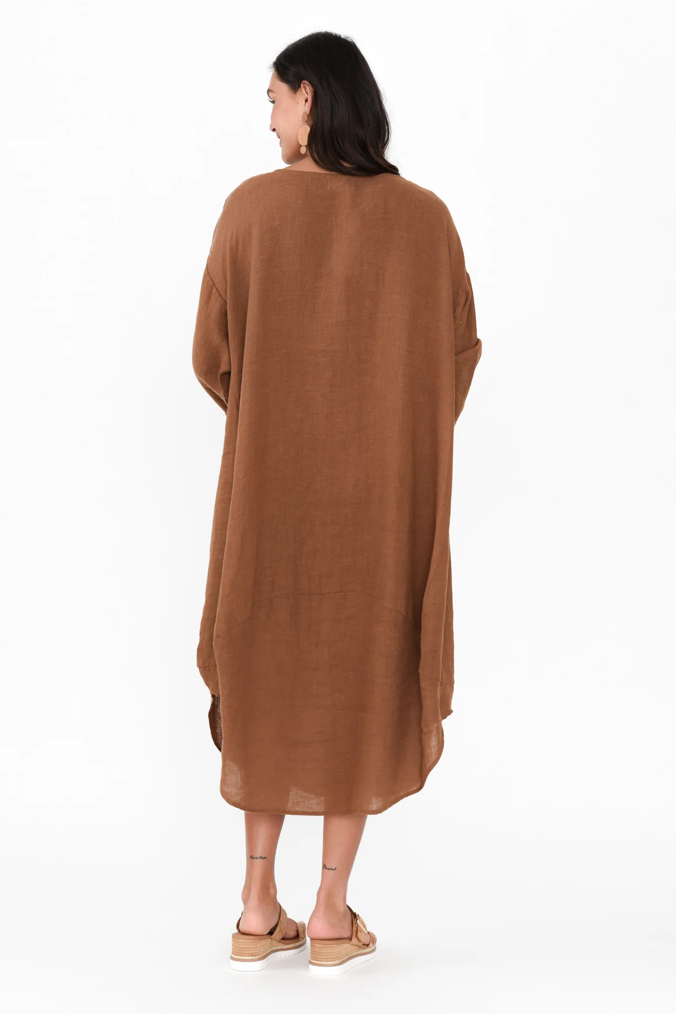 Kana Mocha Linen Dress