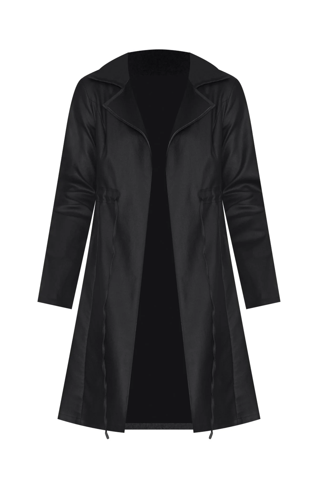 Rois Black Faux Leather Trench Coat
